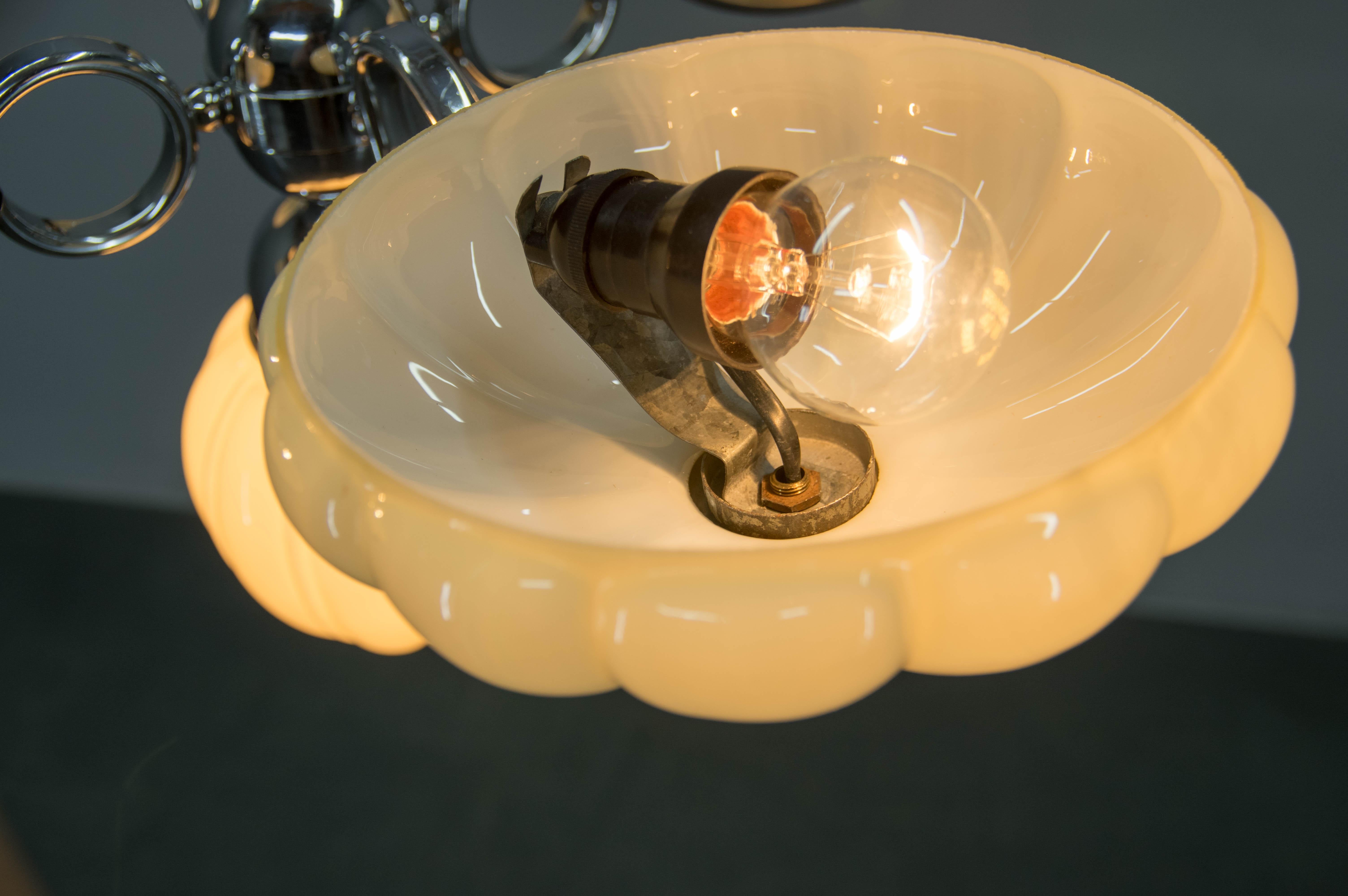 Lampadario Art Deco in vetro e cromo, anni '30 in vendita 7