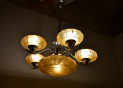 Art-Deco-Kronleuchter aus Chrom und Glas, 1930er Jahre