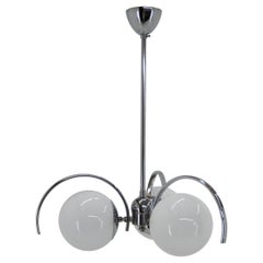 Art Deco Chrome and Glass Chandelier, 1930s