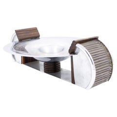 Compotier Art Déco en chrome et verre