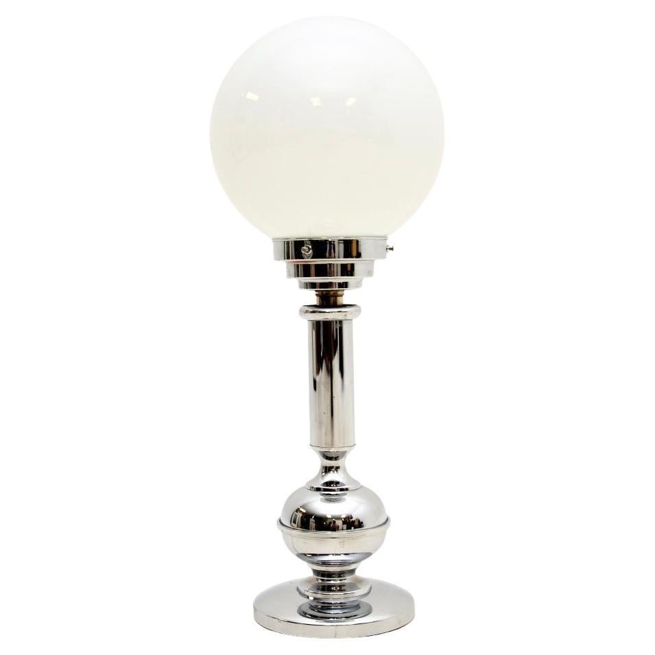 Art-déco-Tischlampe aus Chrom und Glas, Art déco