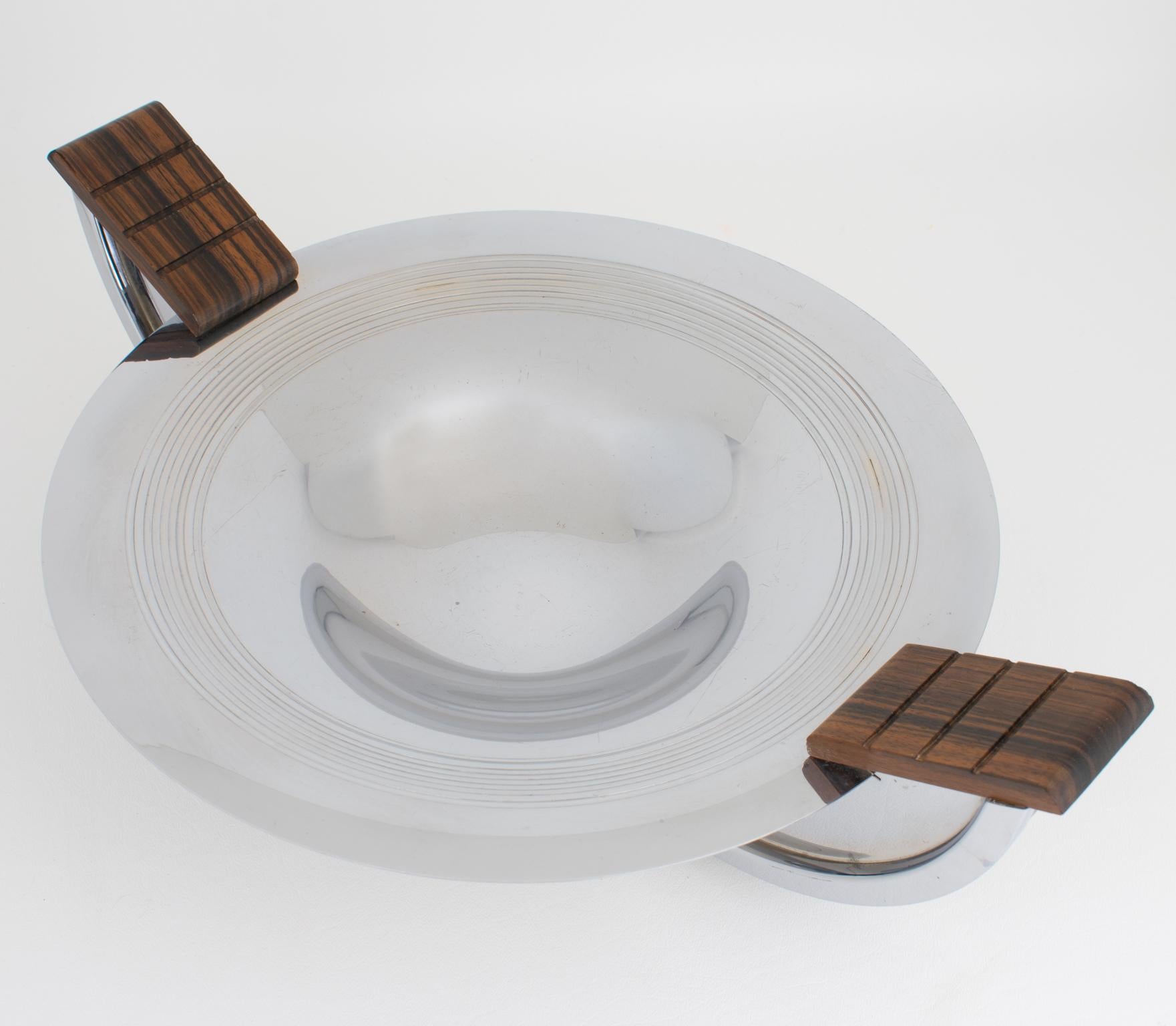 Centre de table Art Déco en chrome et macassar par Massabova, vers 1930 en vente 4