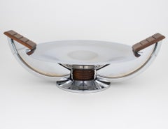 Centre de table Art Déco en chrome et macassar par Massabova, vers 1930