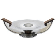 Art Deco Chrome and Macassar Centerpiece Bowl by Massabova