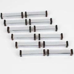 Art Deco Chrome and Macassar Wood Chopstick Knife Rests Set in Box