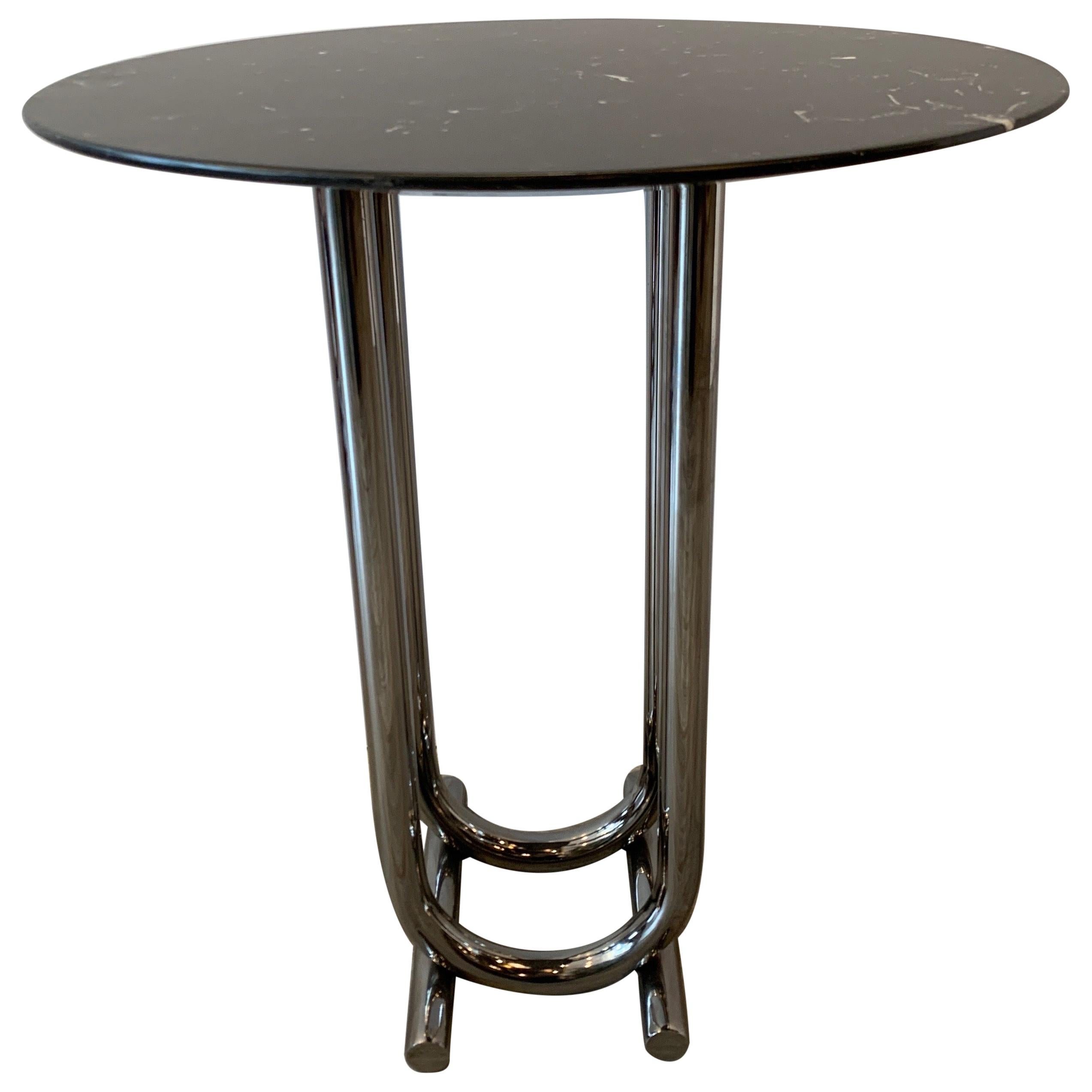 Art Deco Chrome and Marble Drinks Table in the Manner of Joseph Hoffman