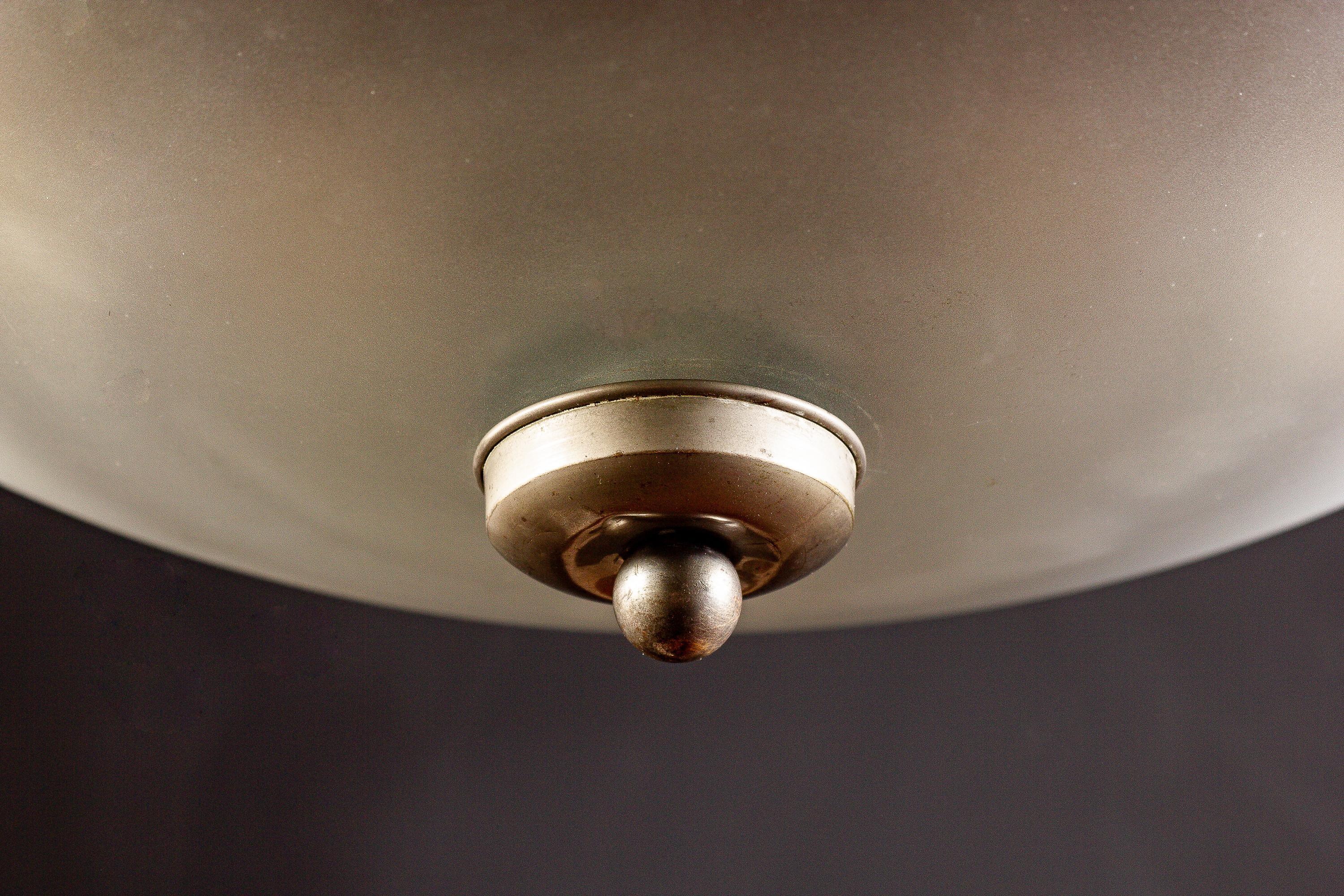 Art Deco Chrome and Murano Glass Chandelier Pietro Chiesa Fontana Arte Attr. in vendita 6