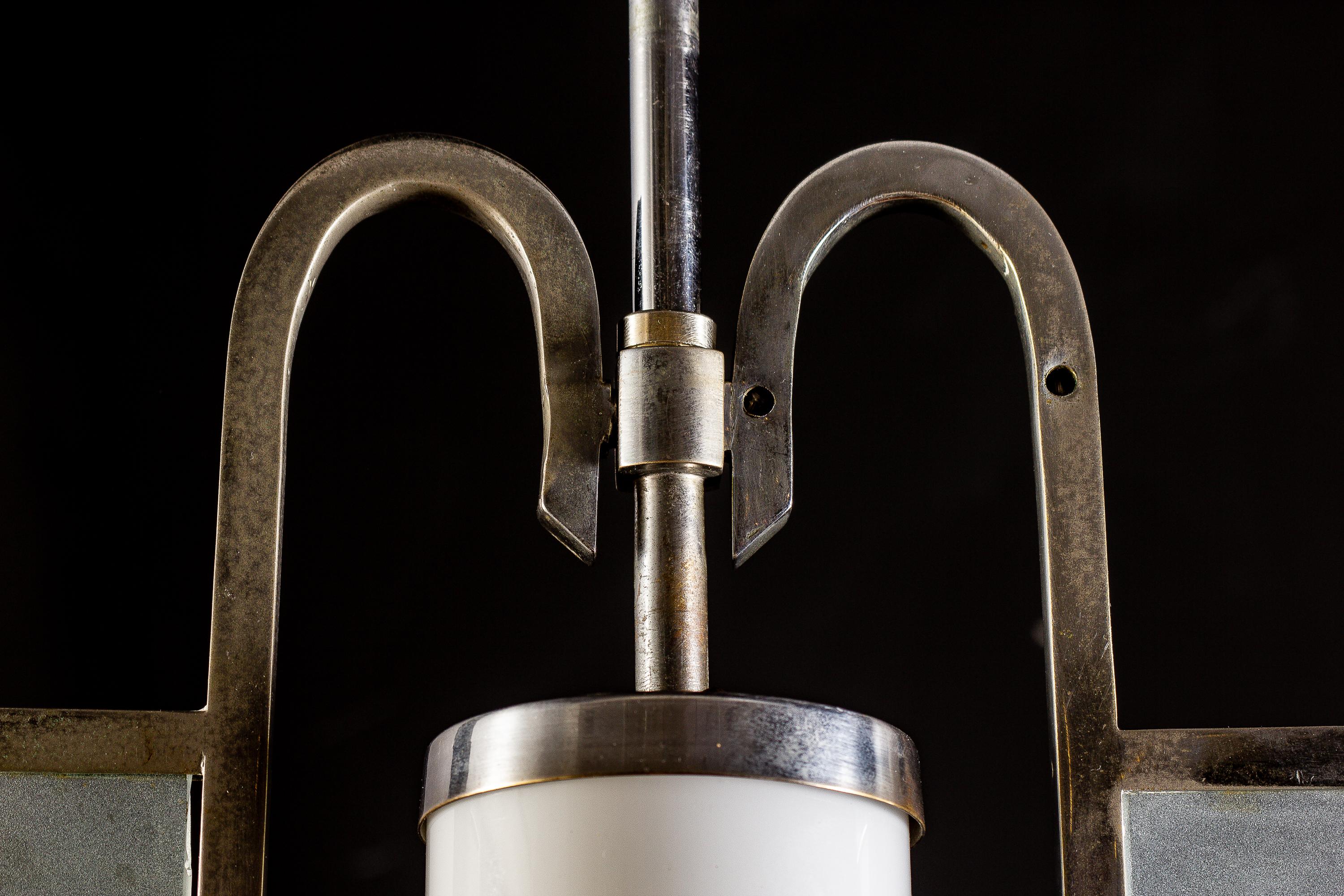 Art Deco Chrome and Murano Glass Chandelier Pietro Chiesa Fontana Arte Attr. in vendita 7
