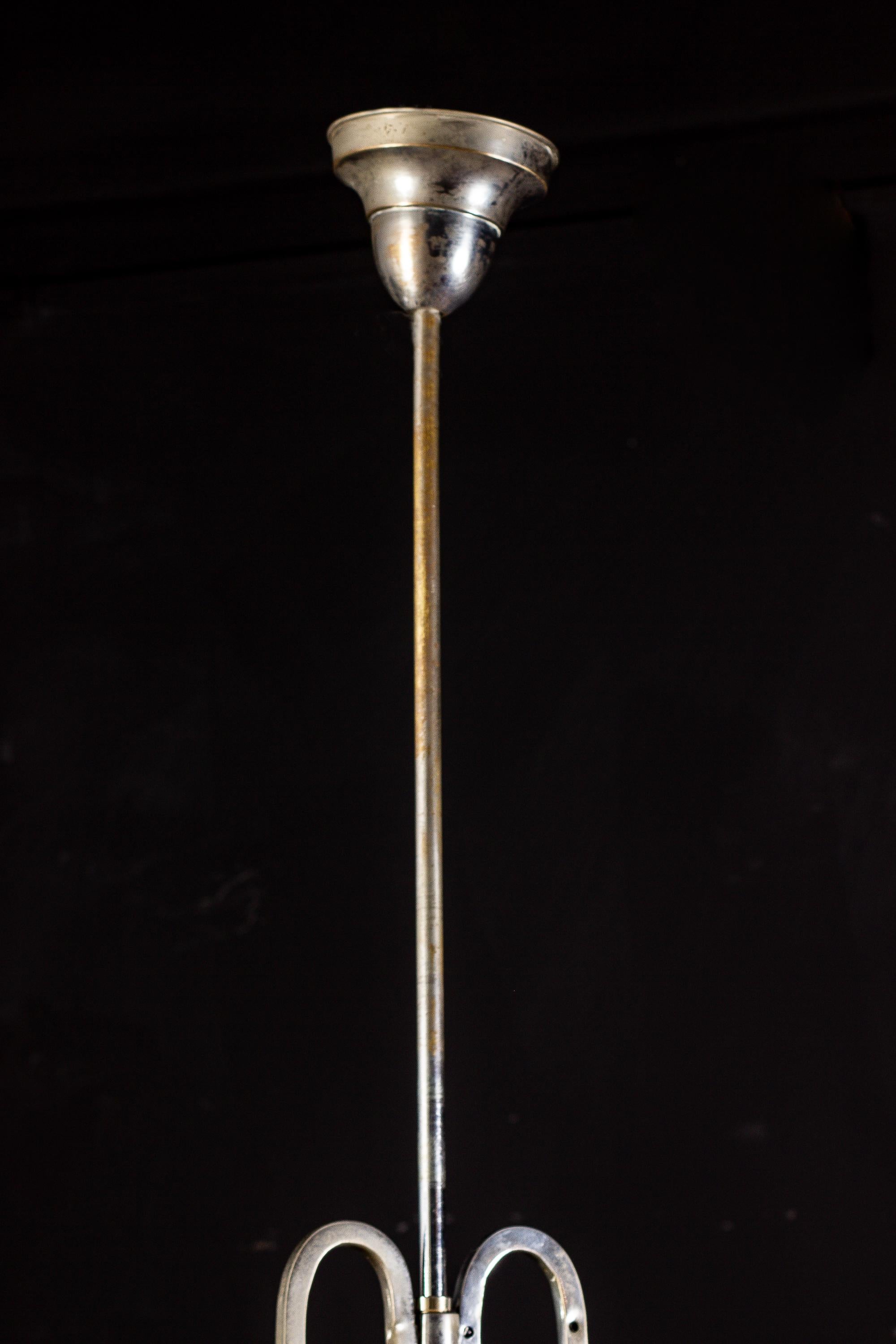 Vetro di Murano Art Deco Chrome and Murano Glass Chandelier Pietro Chiesa Fontana Arte Attr. in vendita