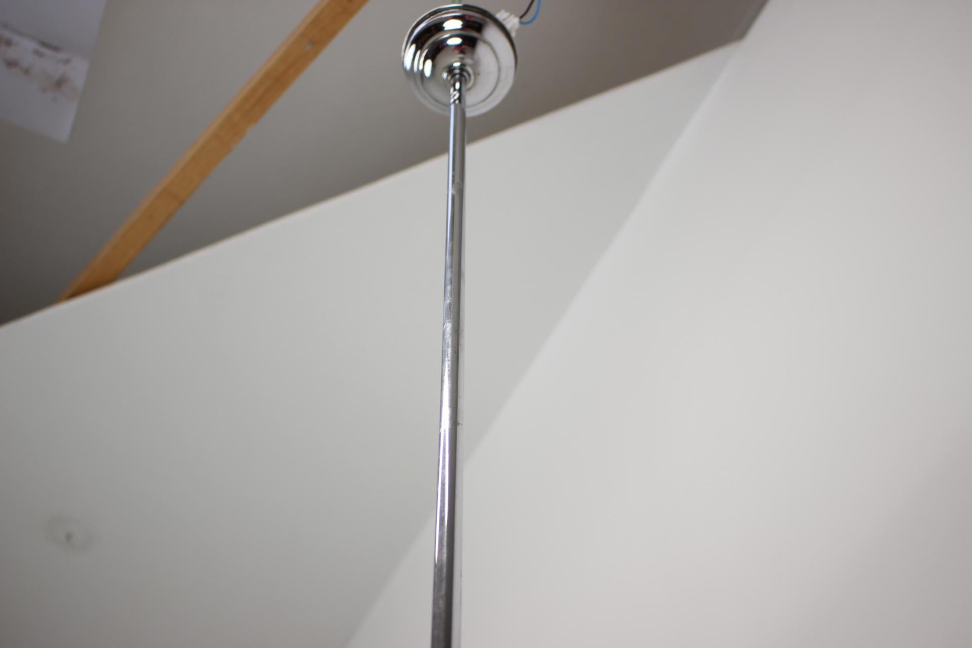 Vetro Lampadario Art Deco cromato, anni '30, Cecoslovacchia in vendita