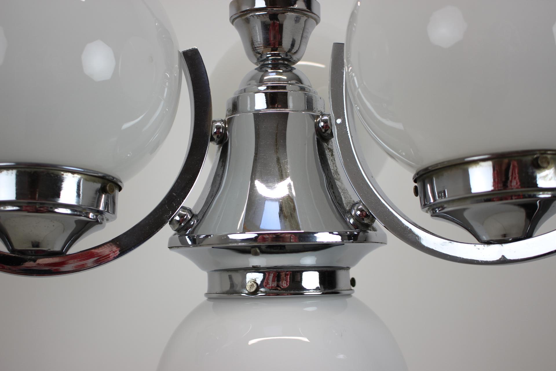 Lampadario Art Deco cromato, anni '30, Cecoslovacchia in vendita 2
