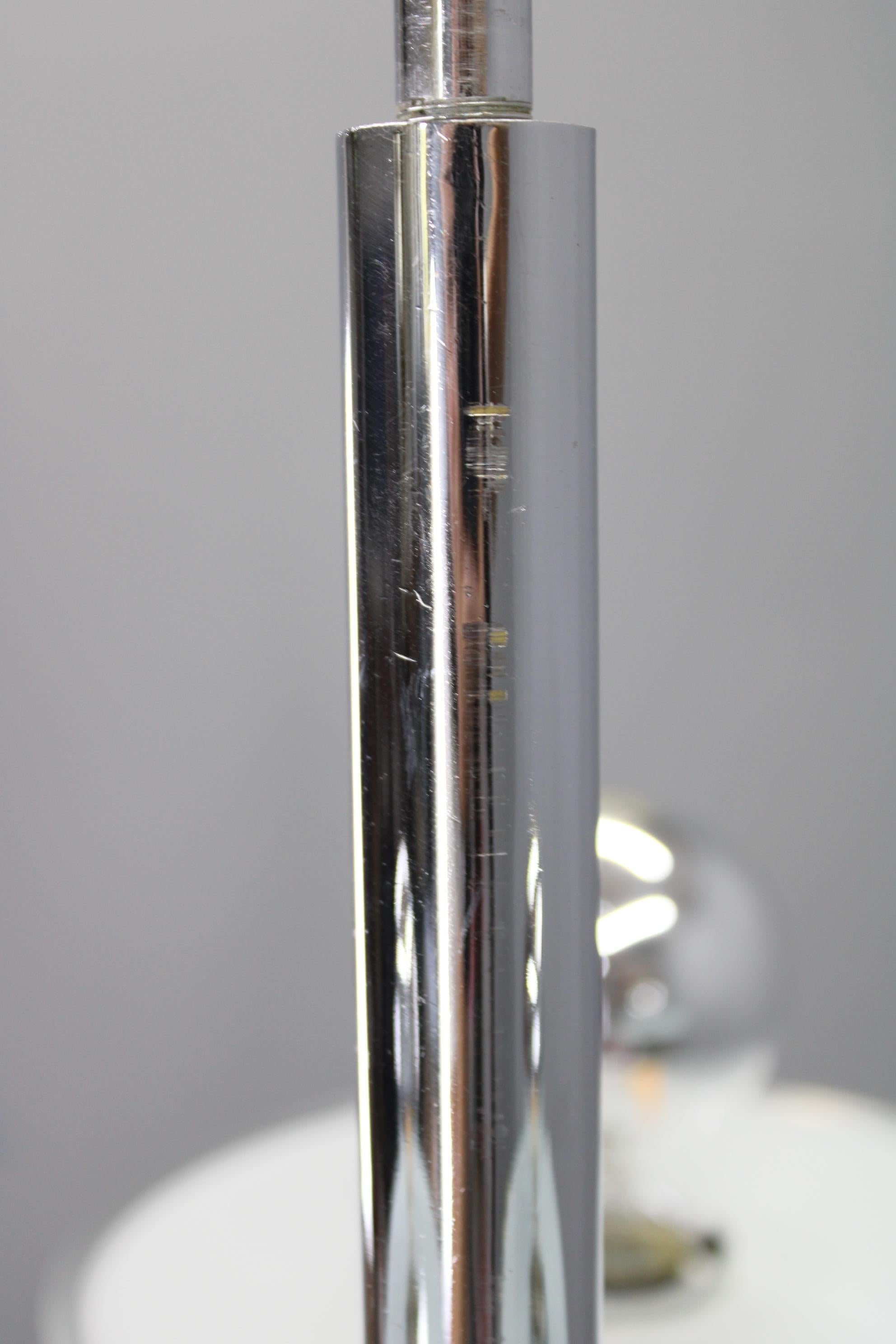 Art Deco Chrome and Sandblasted Glass Chandelier, Czechoslovakia, 1940s im Angebot 1