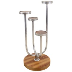 Art Deco Chrome and Walnut Plant Stand, 1930s