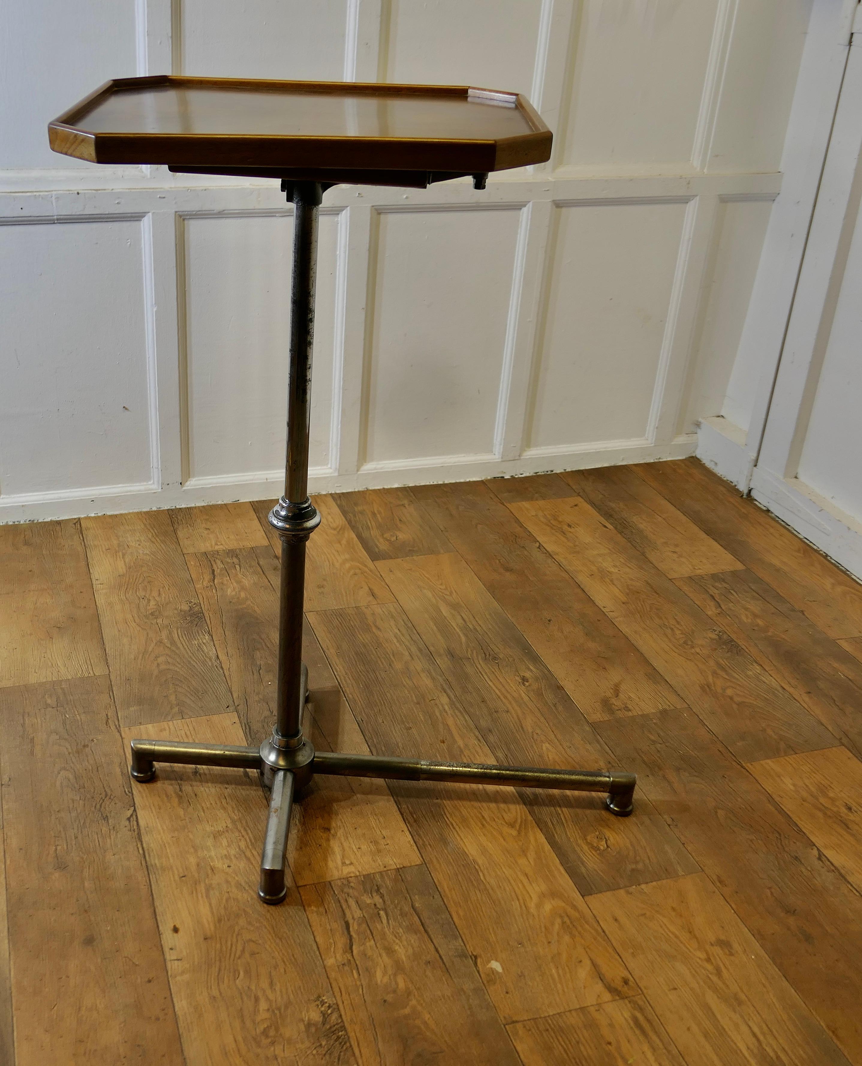 Art Deco Chrome and Walnut Reading Stand or Over Bed Table For Sale 6