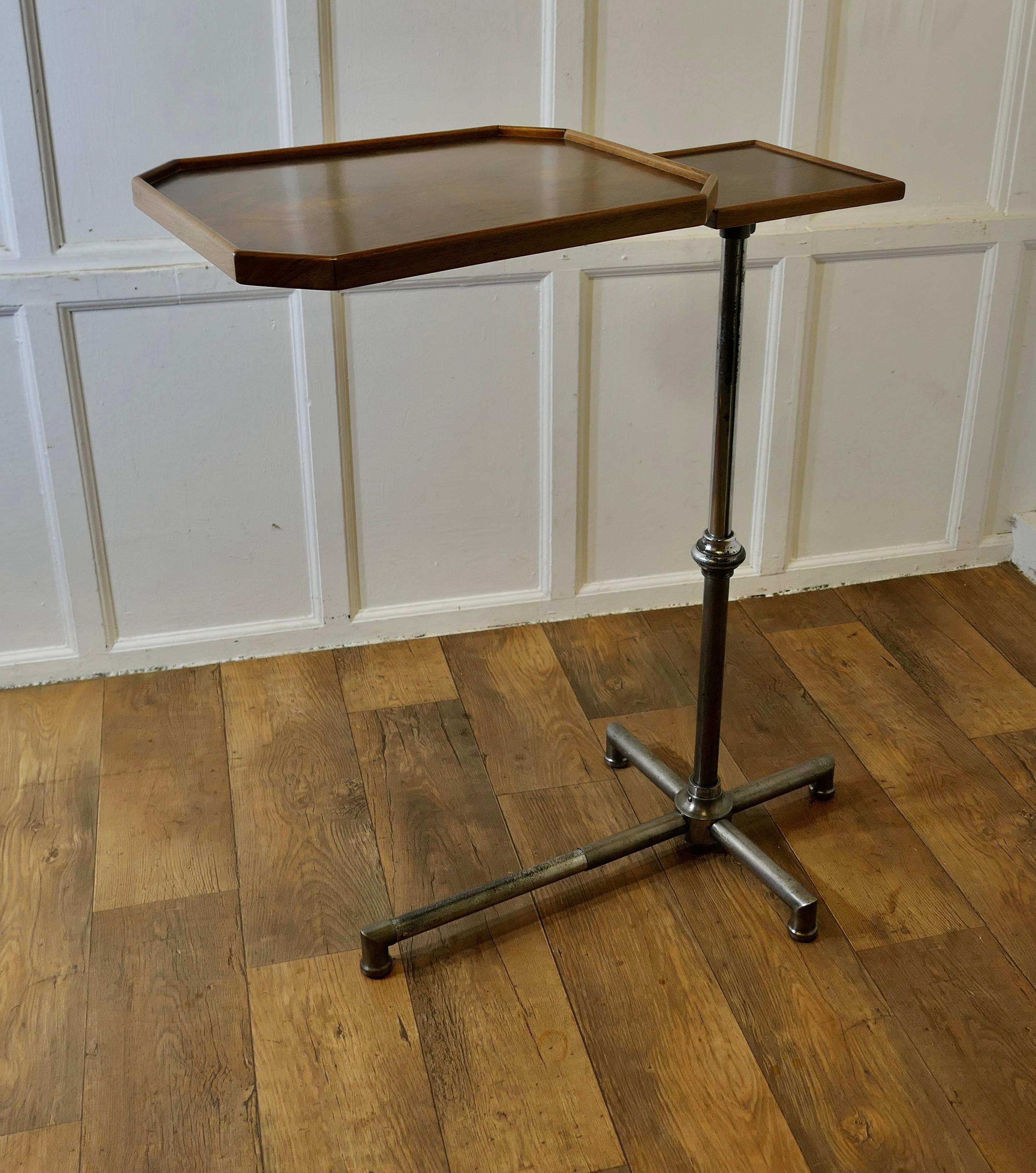 Art Deco Chrome and Walnut Reading Stand or Over Bed Table For Sale 1