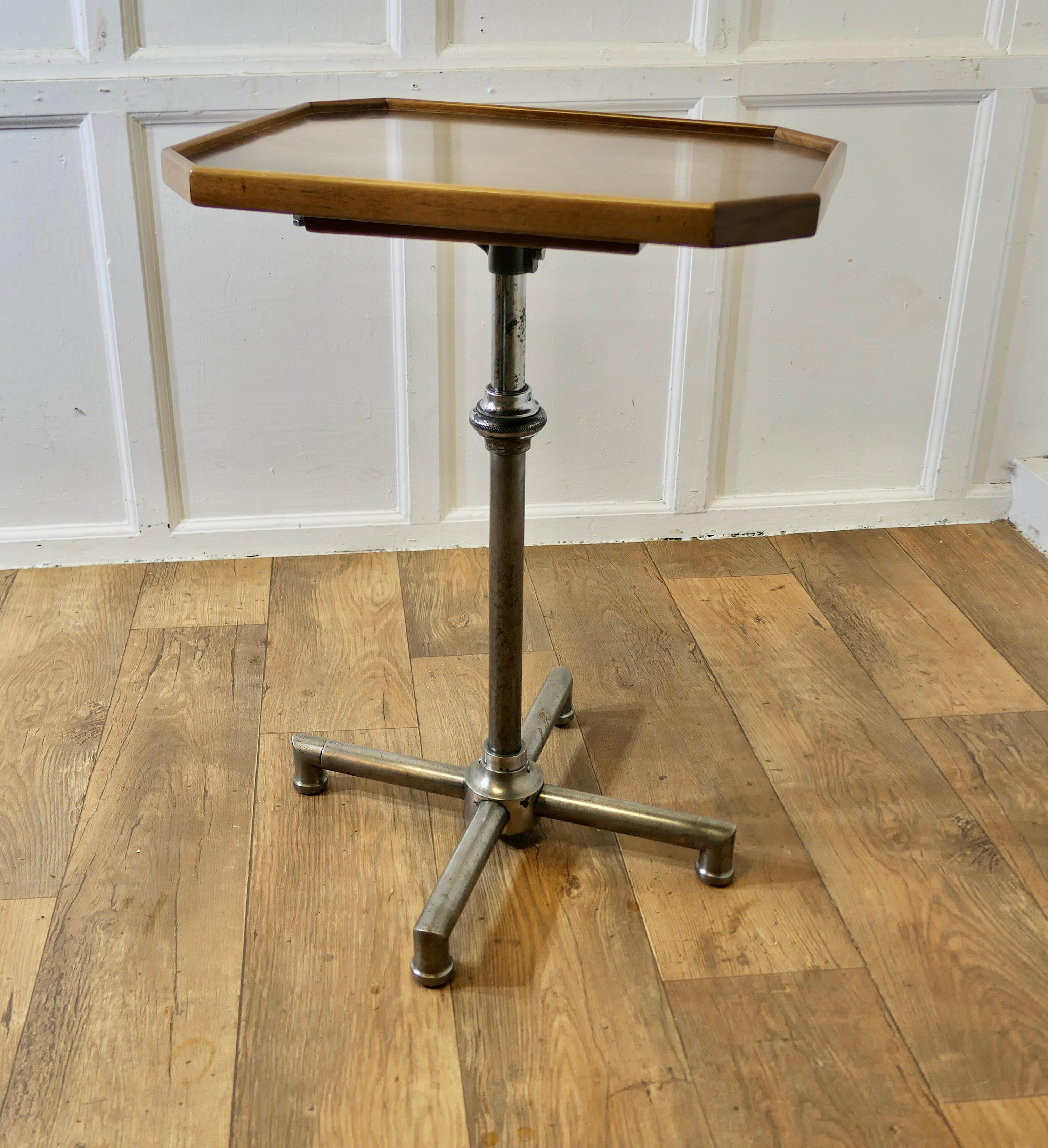 Art Deco Chrome and Walnut Reading Stand or Over Bed Table For Sale 3