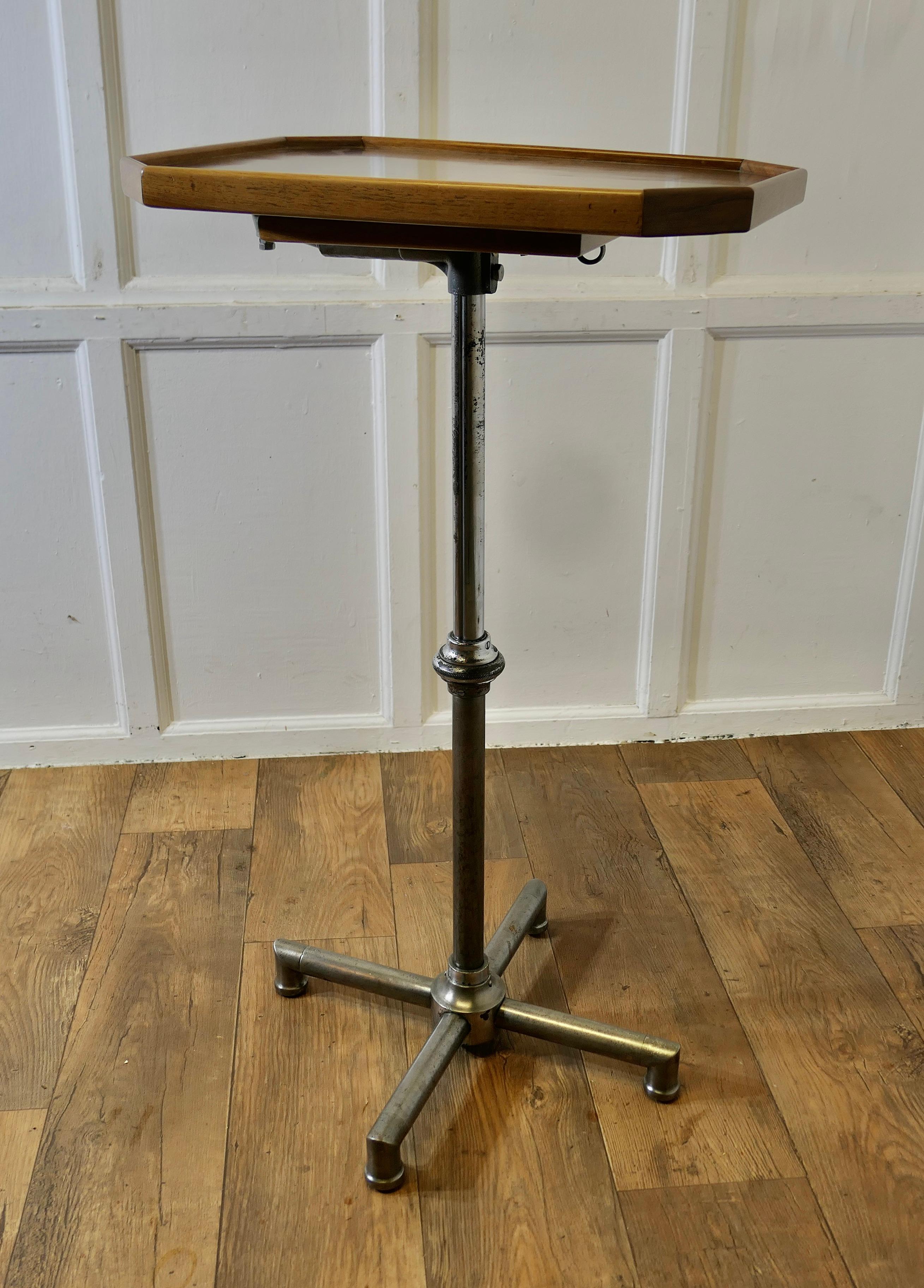 Art Deco Chrome and Walnut Reading Stand or Over Bed Table For Sale 4
