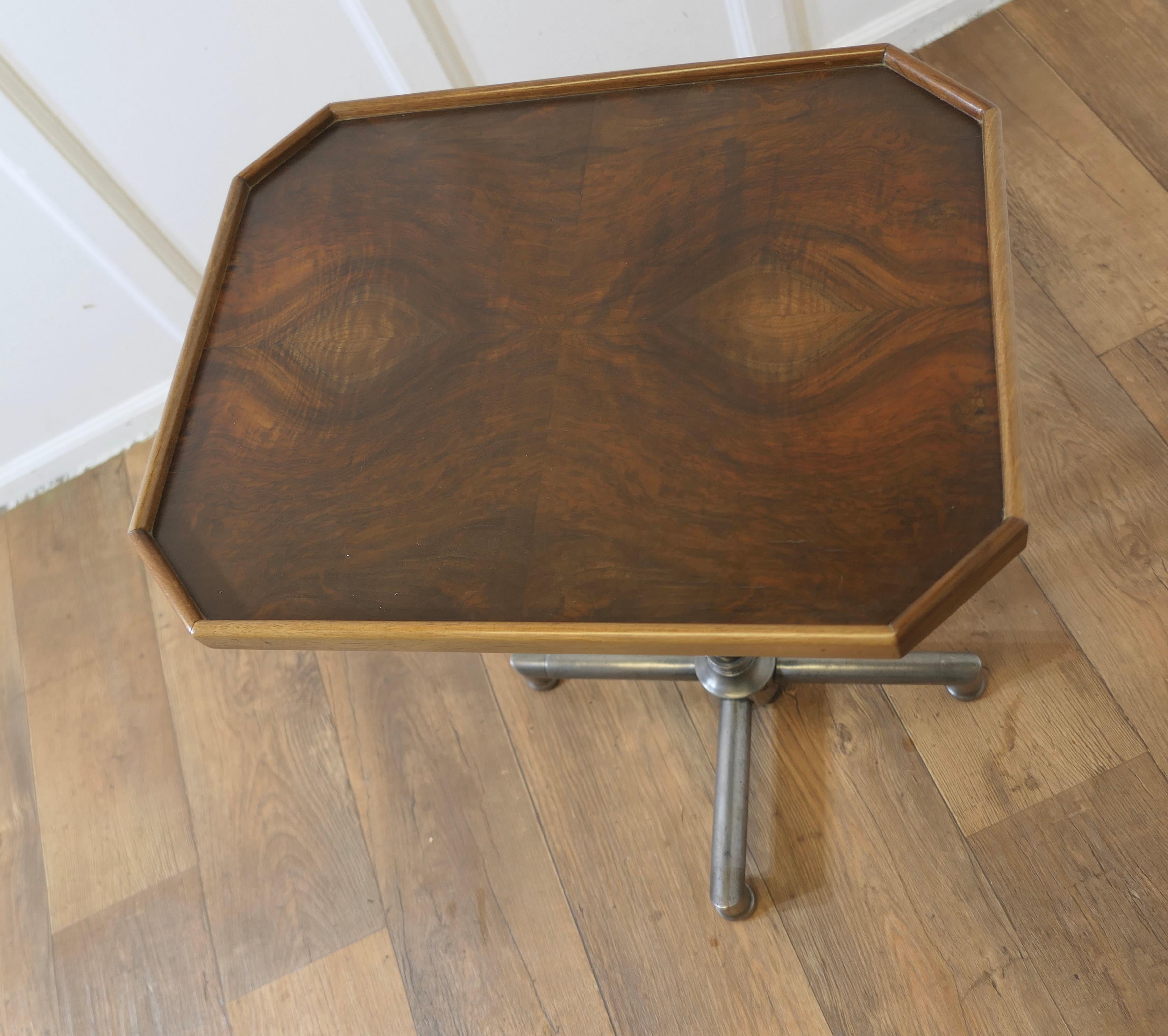Art Deco Chrome and Walnut Reading Stand or Over Bed Table For Sale 5