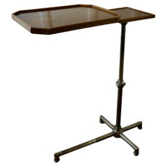 Antique Art Deco Chrome and Walnut Reading Stand or Over Bed Table