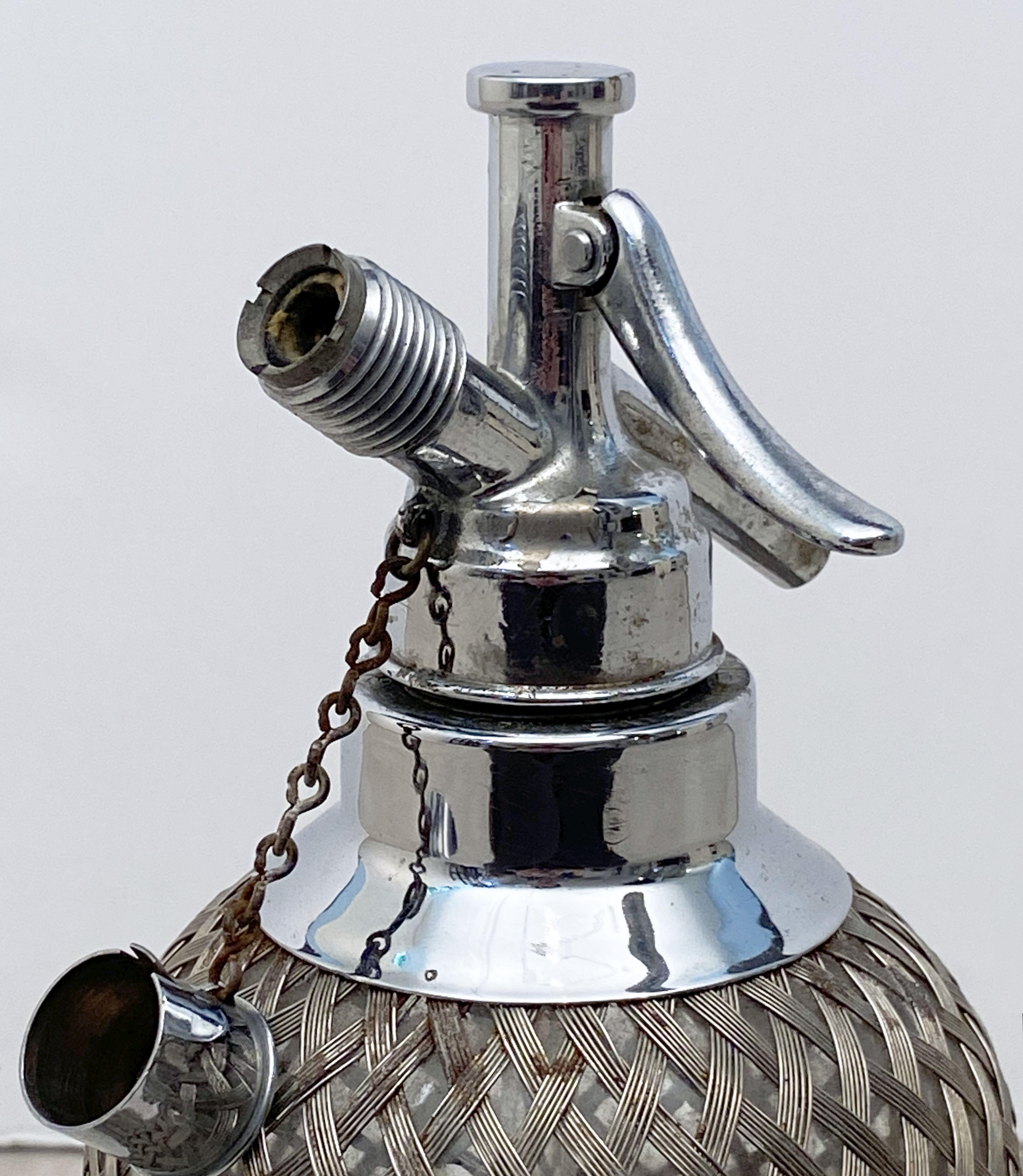 Art Deco Chrome and Wire Mesh Soda Siphon by Sparklets of London 2