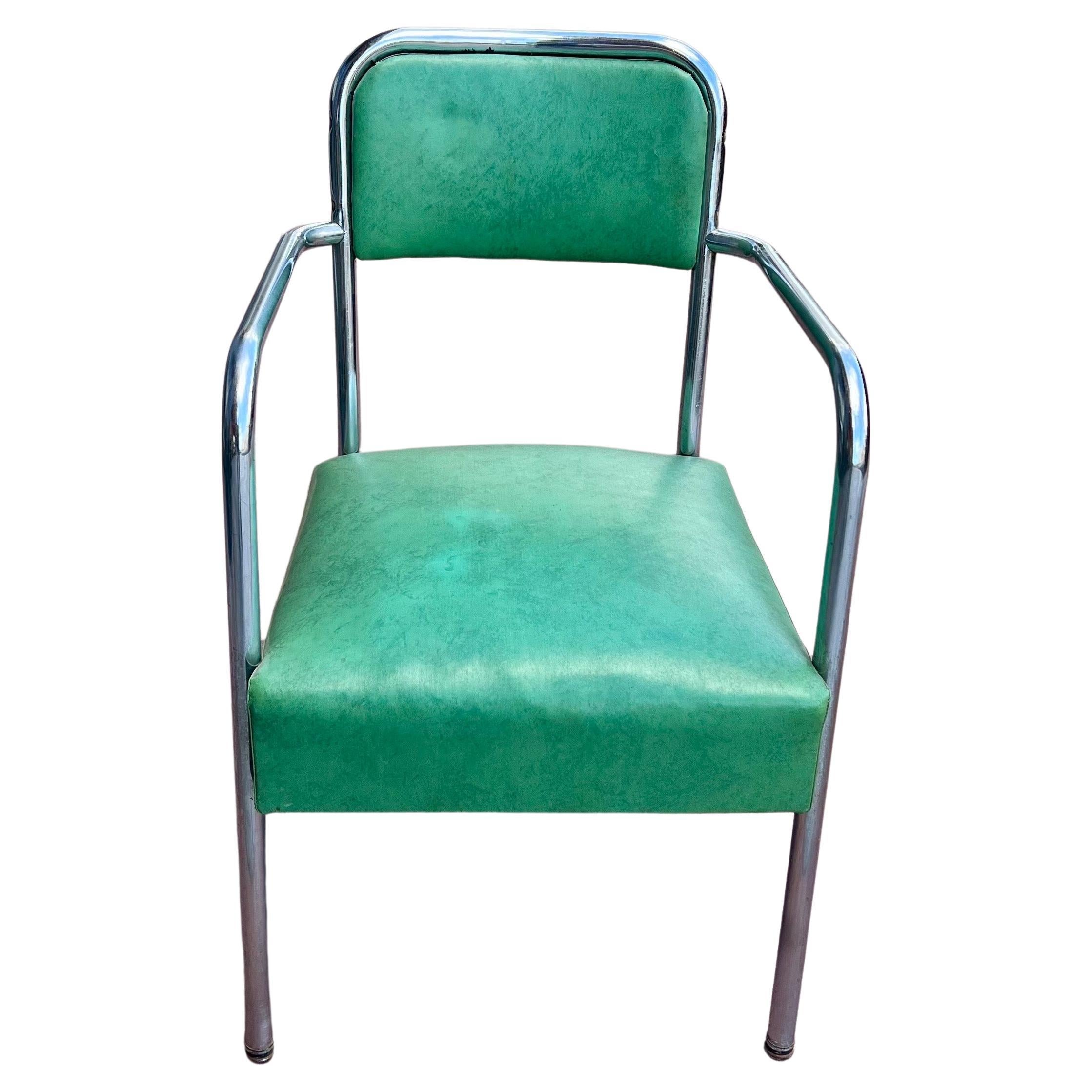 Verchromter Art-Déco-Sessel aus Original Naugahyde, sehr selten im Zustand „Gut“ im Angebot in San Diego, CA