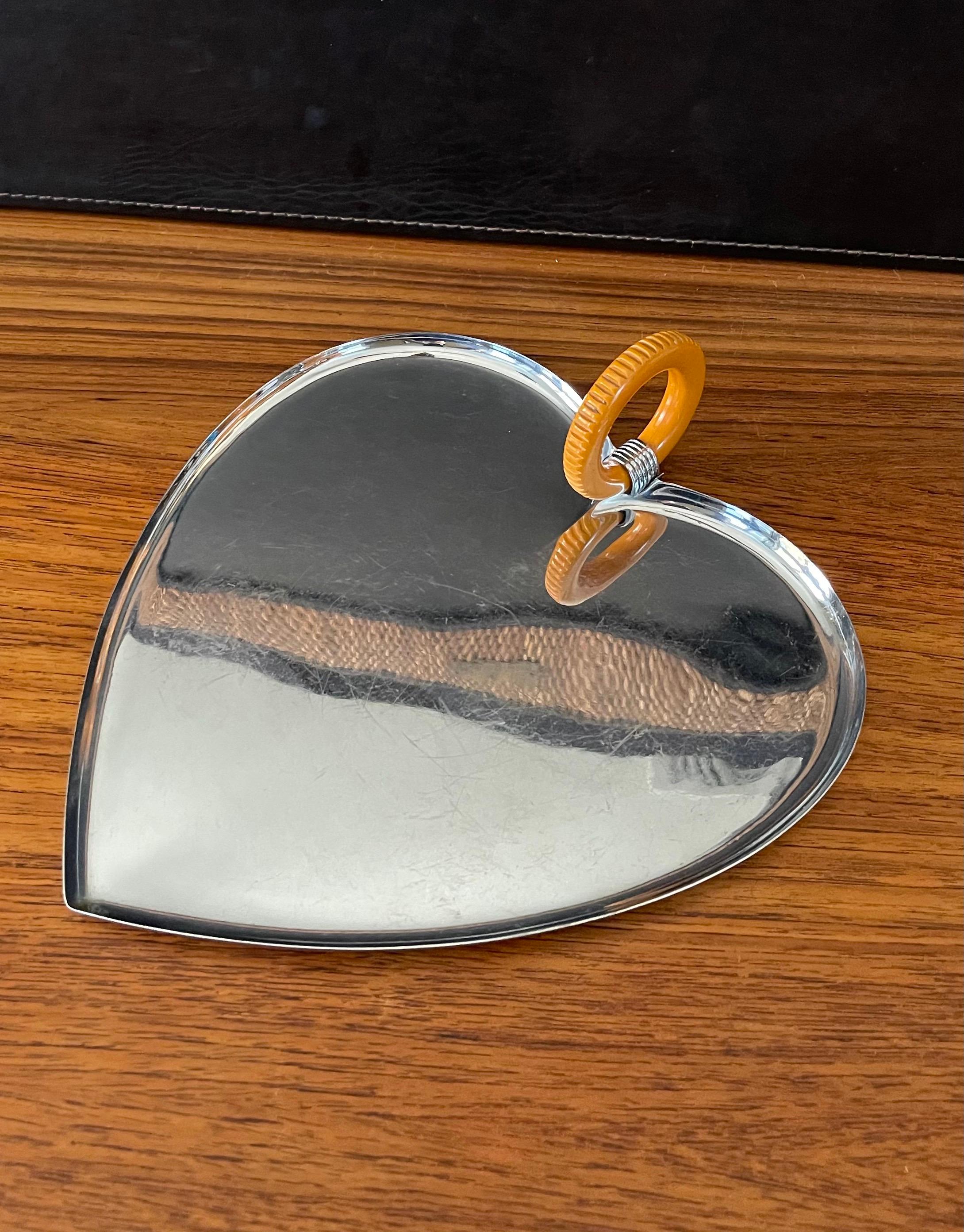 Art Deco Chrome & Bakelite Heart Tray and Spatula by Chase Co. In Good Condition In San Diego, CA