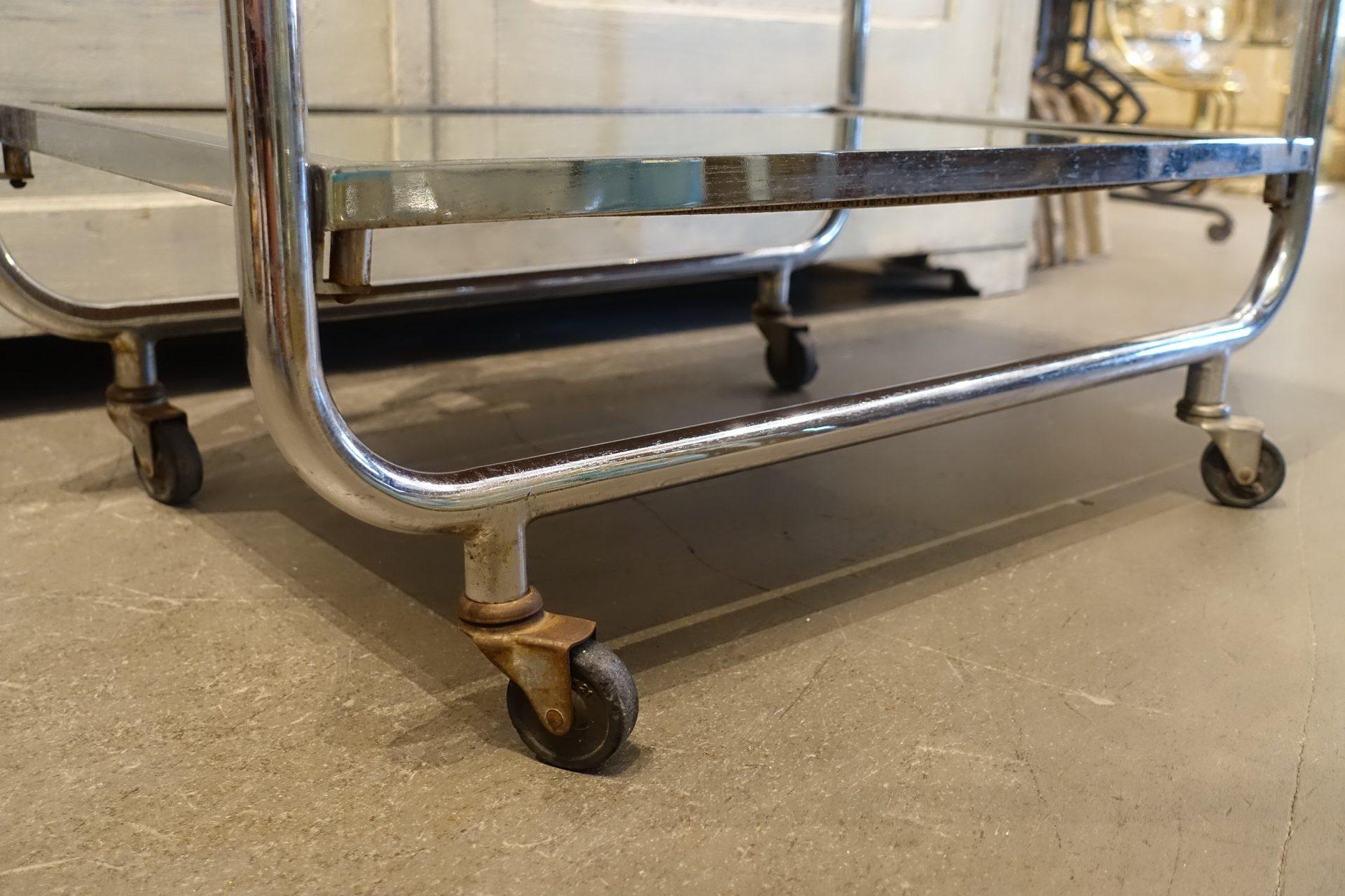 Art Deco Chrome Bar Cart-Jacques Adnet In Good Condition In Copenhagen K, DK