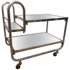 Art Deco Chrome Bar Cart-Jacques Adnet