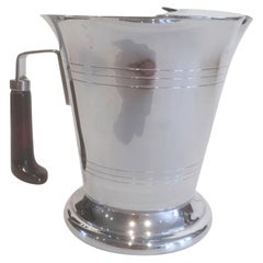 Art Deco Chrome Bar Pitcher with Ice Dam and Red Bakelite Handle by Glo-Hill
