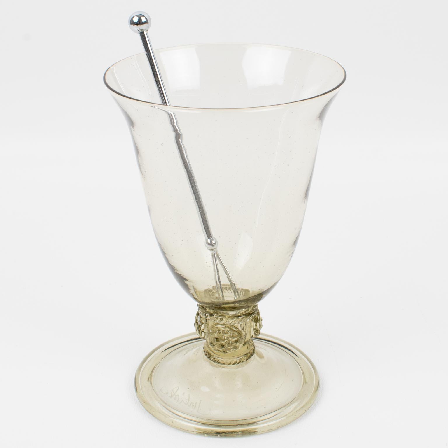 Mid-20th Century Art Deco Chrome Barware Cocktail Champagne Stirrers Set in Box