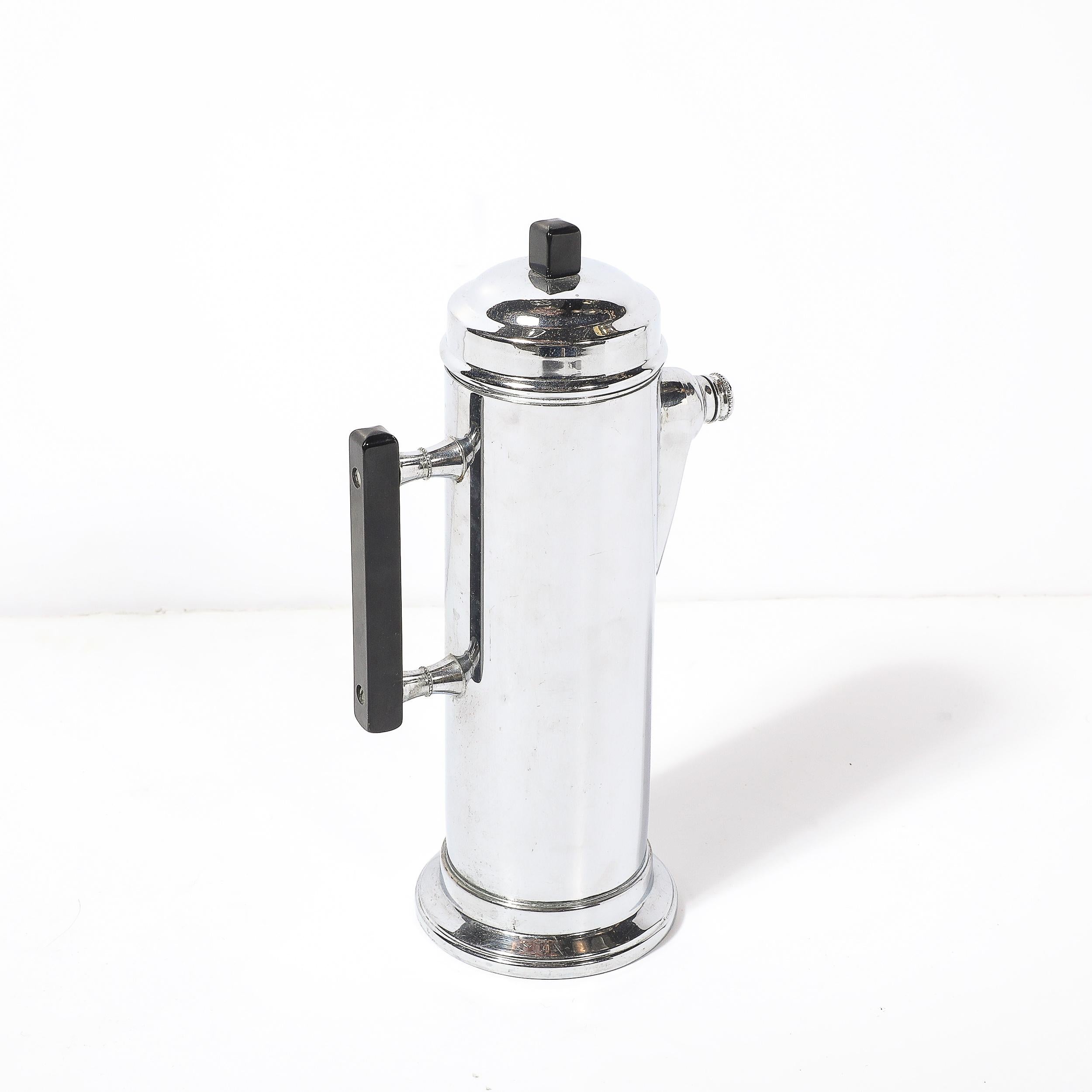 Art Deco Chrom & Schwarz Bakelit Cocktail Shaker im Angebot 4