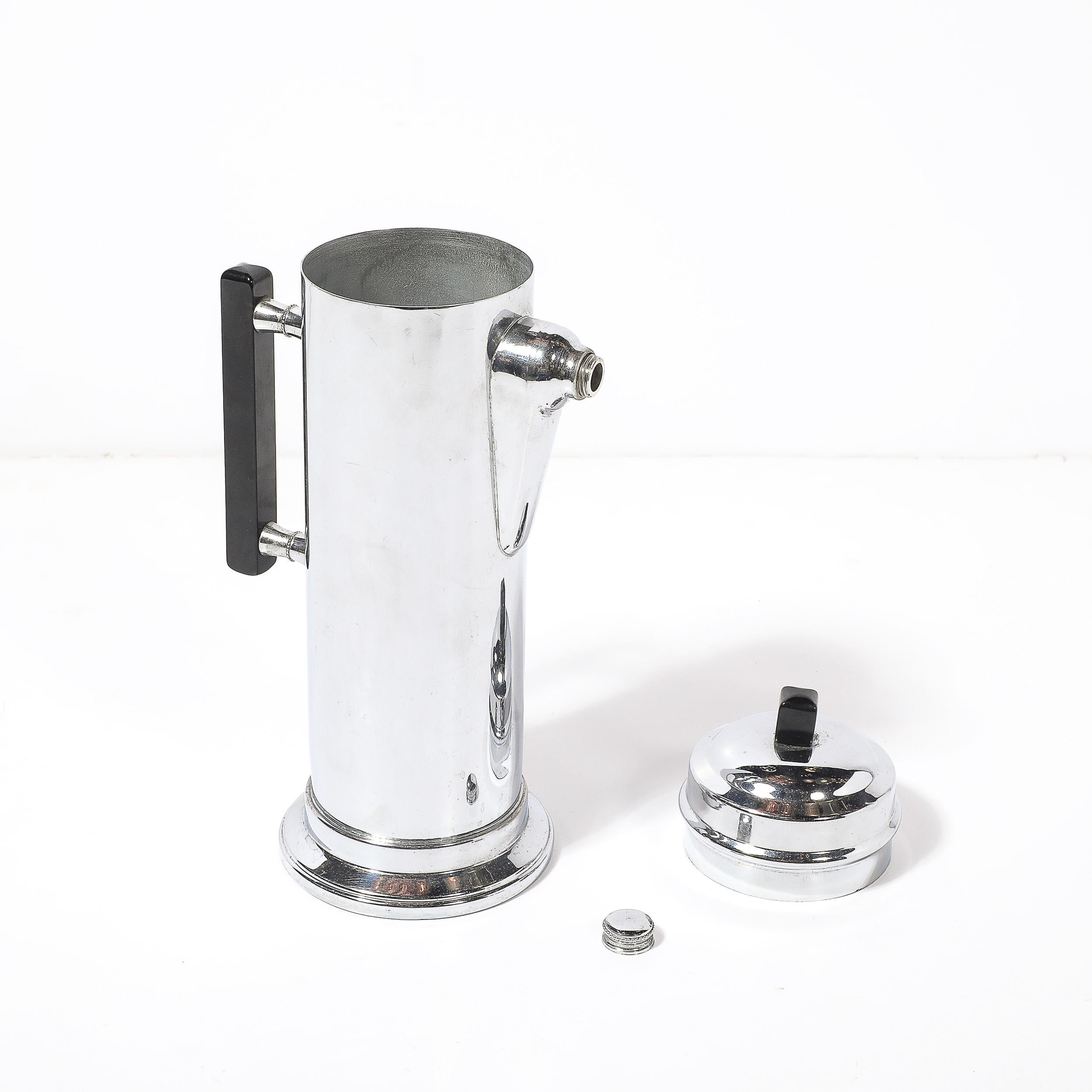 Art Deco Chrom & Schwarz Bakelit Cocktail Shaker im Angebot 5