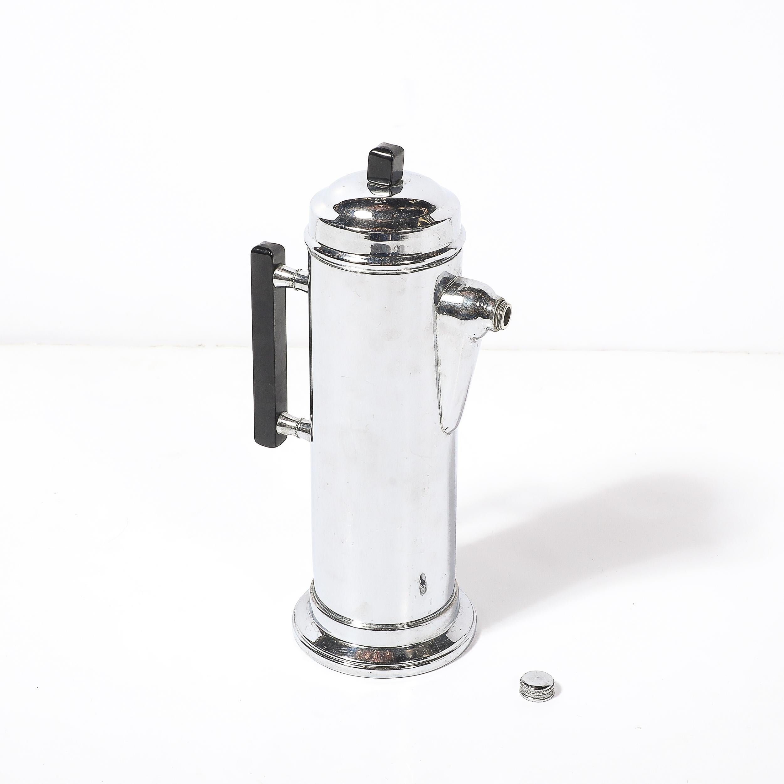 Art Deco Chrom & Schwarz Bakelit Cocktail Shaker im Angebot 6