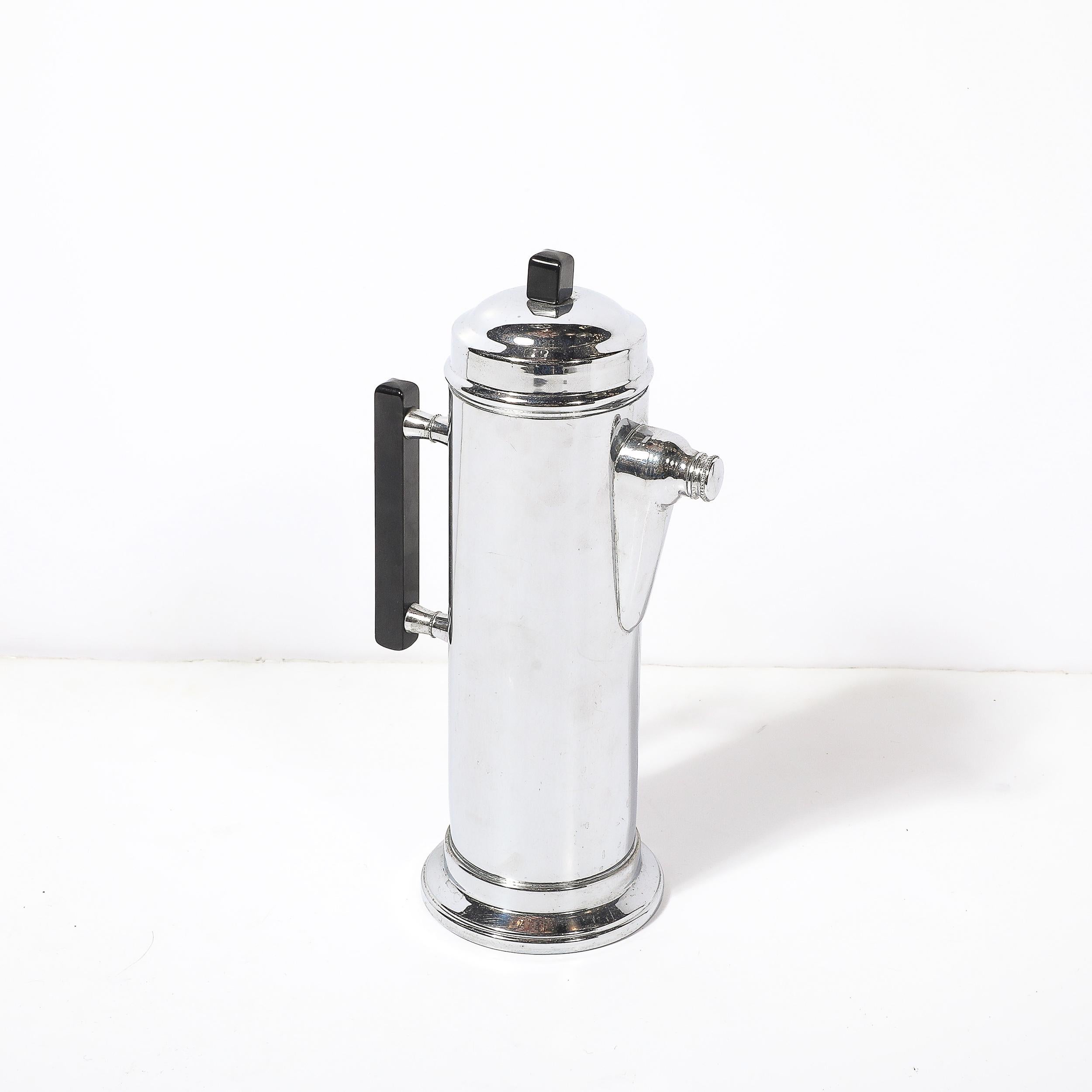 Art Deco Chrom & Schwarz Bakelit Cocktail Shaker (Art déco) im Angebot