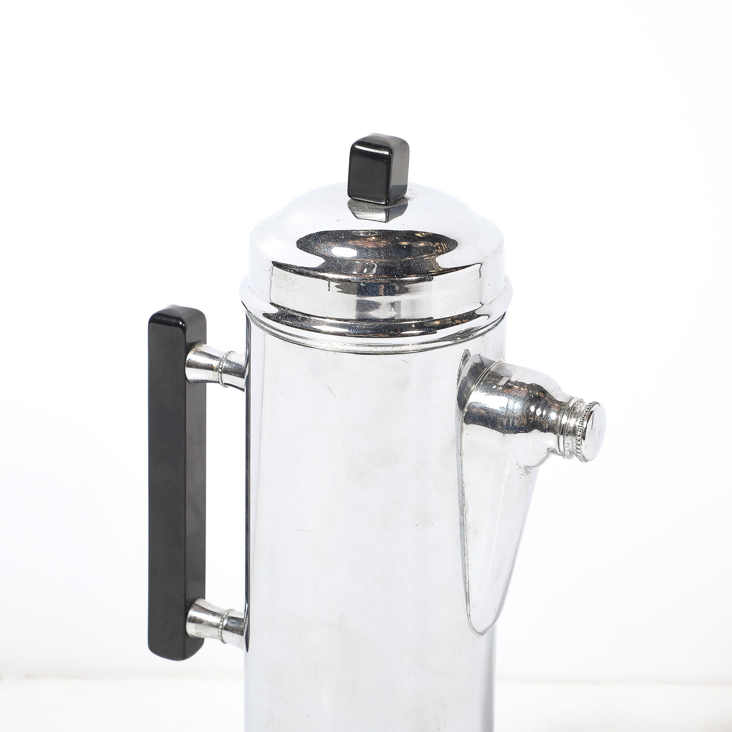 Art Deco Chrom & Schwarz Bakelit Cocktail Shaker (amerikanisch) im Angebot