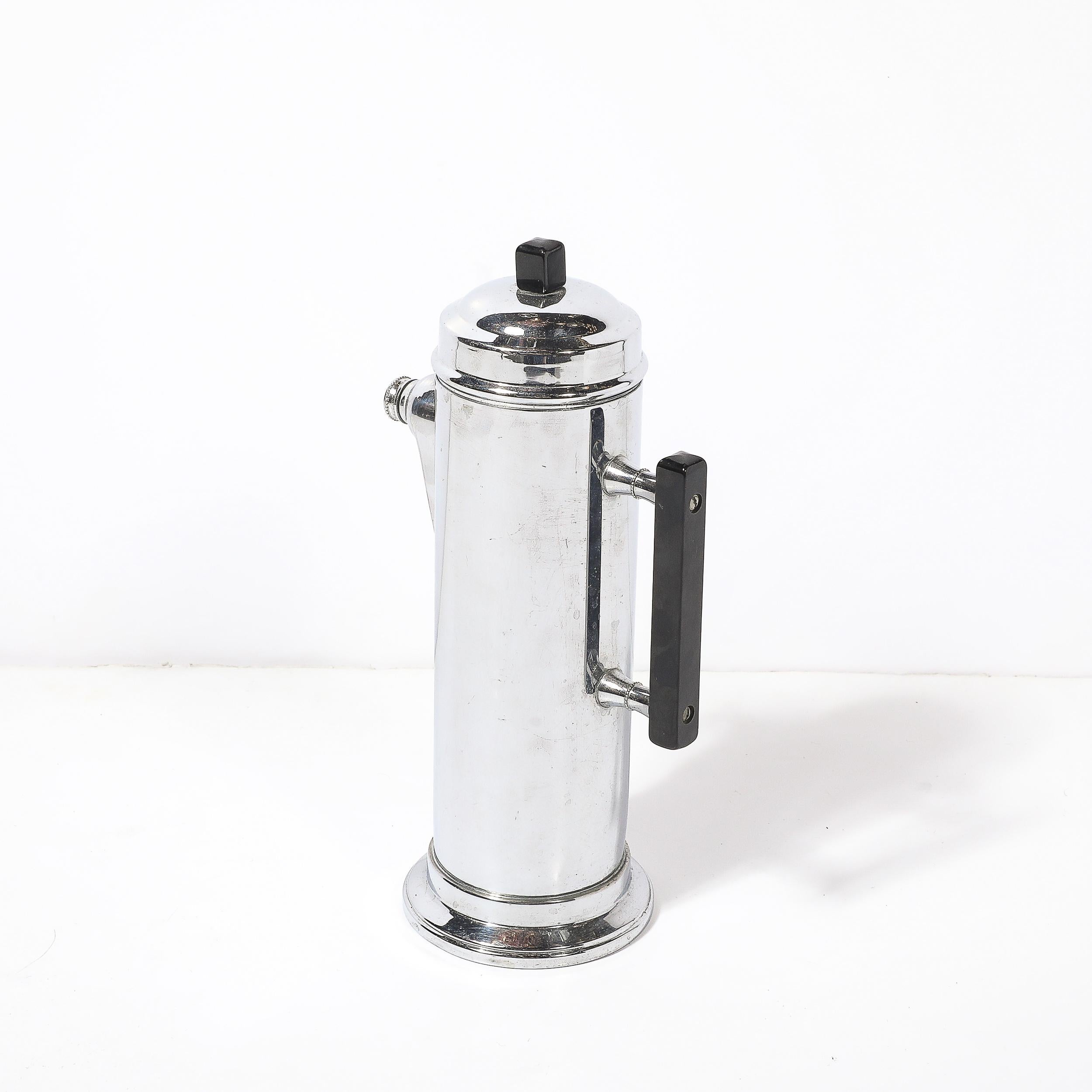 Art Deco Chrom & Schwarz Bakelit Cocktail Shaker im Angebot 2