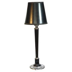 Art Deco Chrome & Black Elongated Tapered Lamp