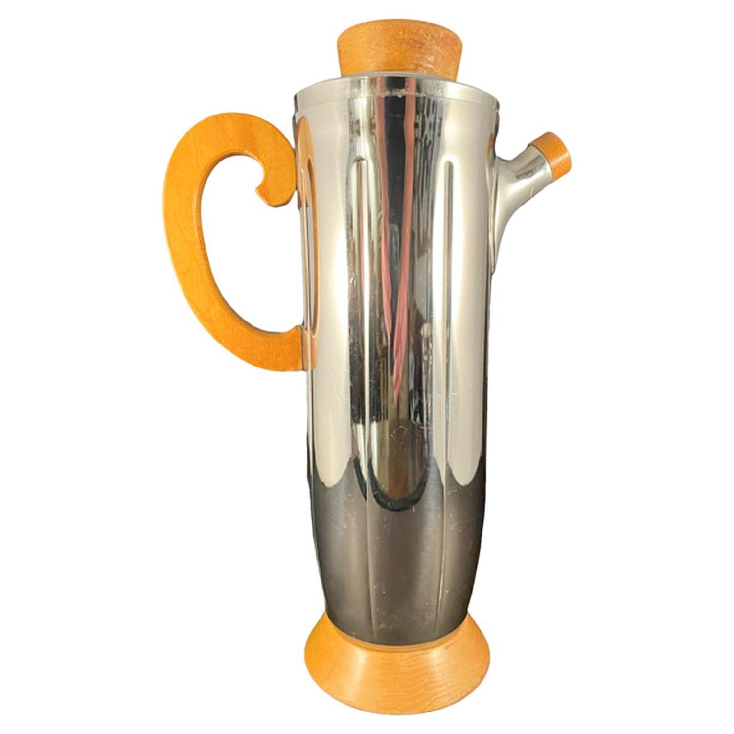 Art Deco Chrome and Blonde Wood Cocktail Shaker by Manning, Bowman and Co  For Sale at 1stDibs