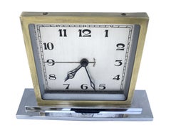 Art Deco Chrome & Brass Free Standing Clock, English, circa 1930