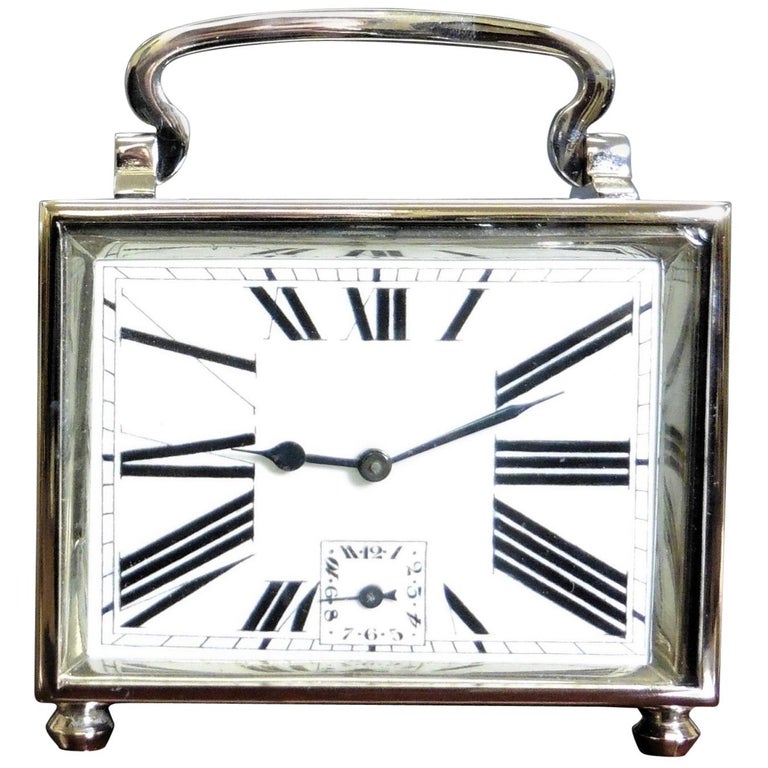 Art Deco Chrome Carriage Alarm Clock For Sale at 1stDibs