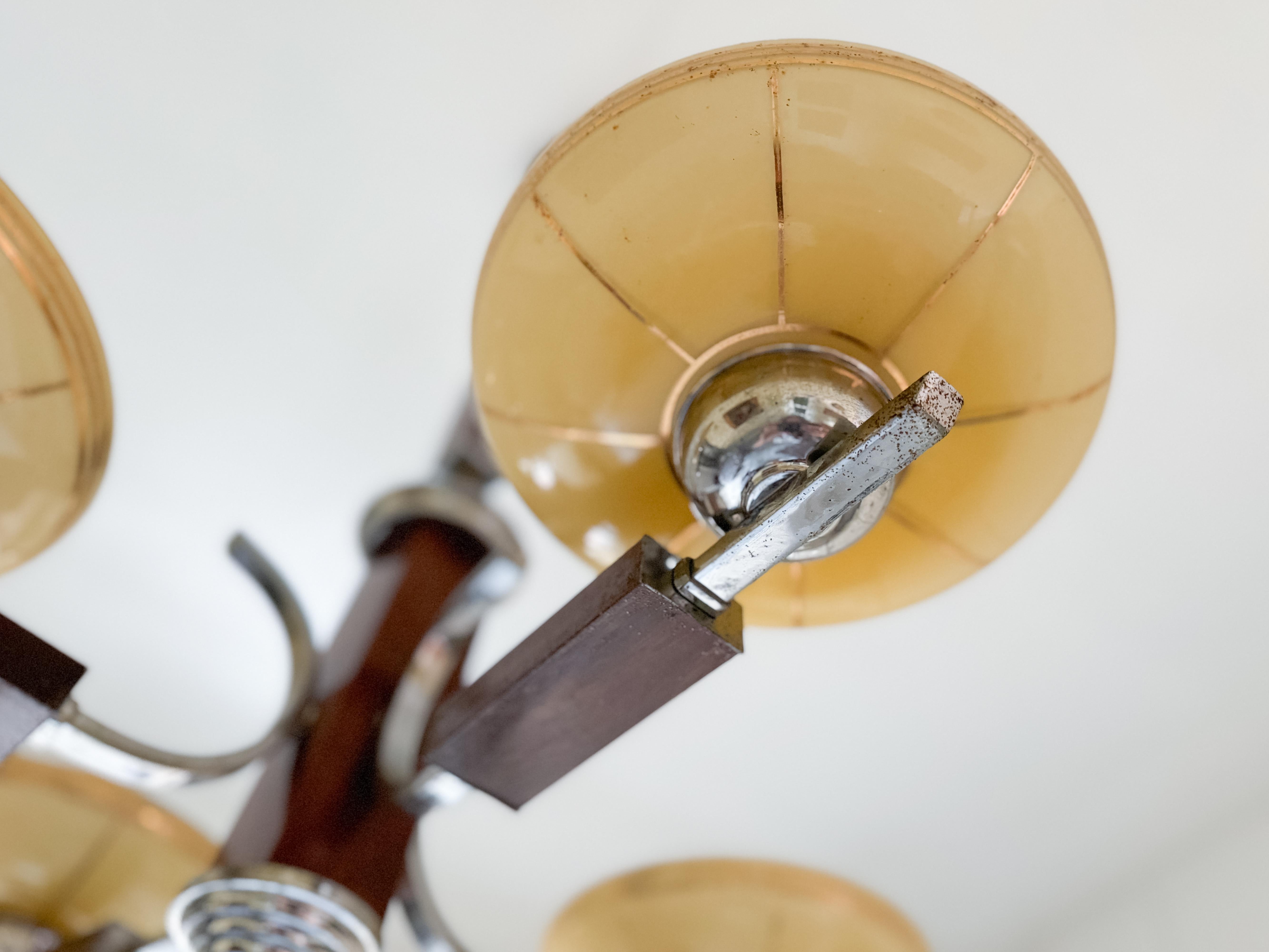 Art Deco Chrome Ceiling Lamp from Czechoslovakia, 1930s in vendita 1