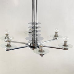 Art deco chrome ceiling lamp, machine age design, 1930s