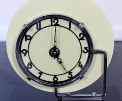 Art Deco Chrome & Celluloid Mantle Shelf Clock with Round Face, 1930s-1940s