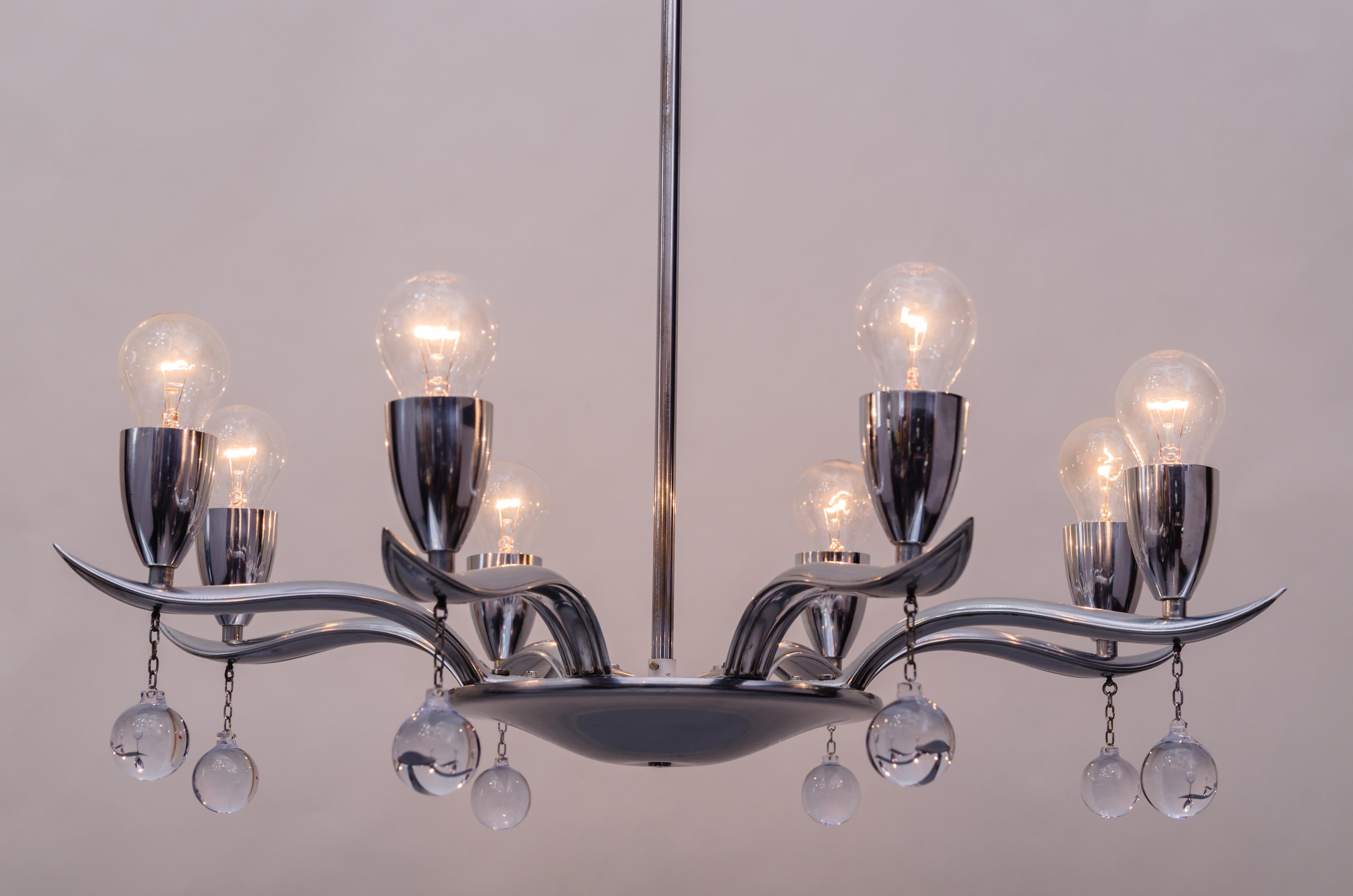 Art Deco Chrome Chandelier, circa 1930s For Sale 5