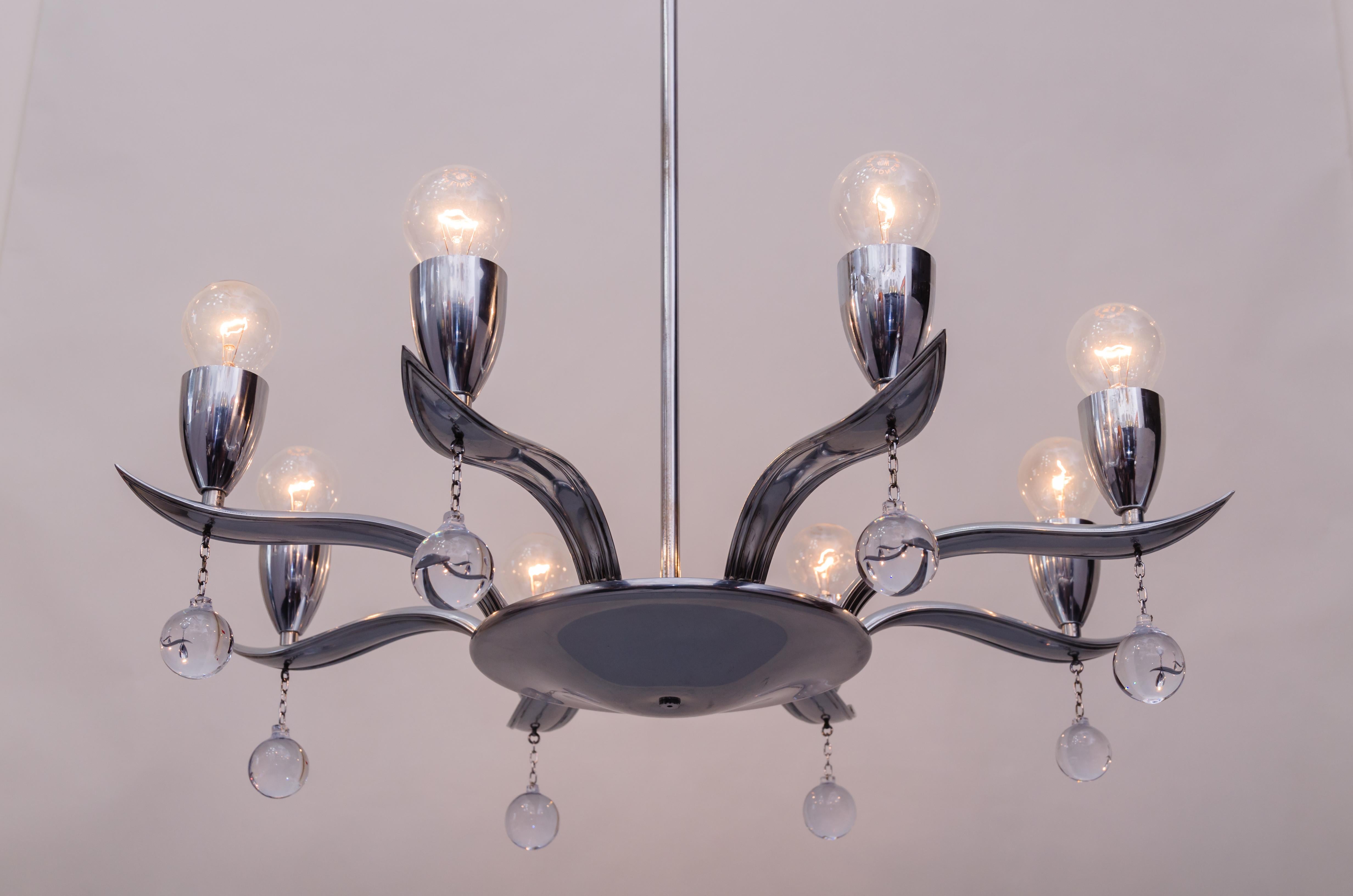 Lampadario Art Deco cromato, anni '30 circa in vendita 6