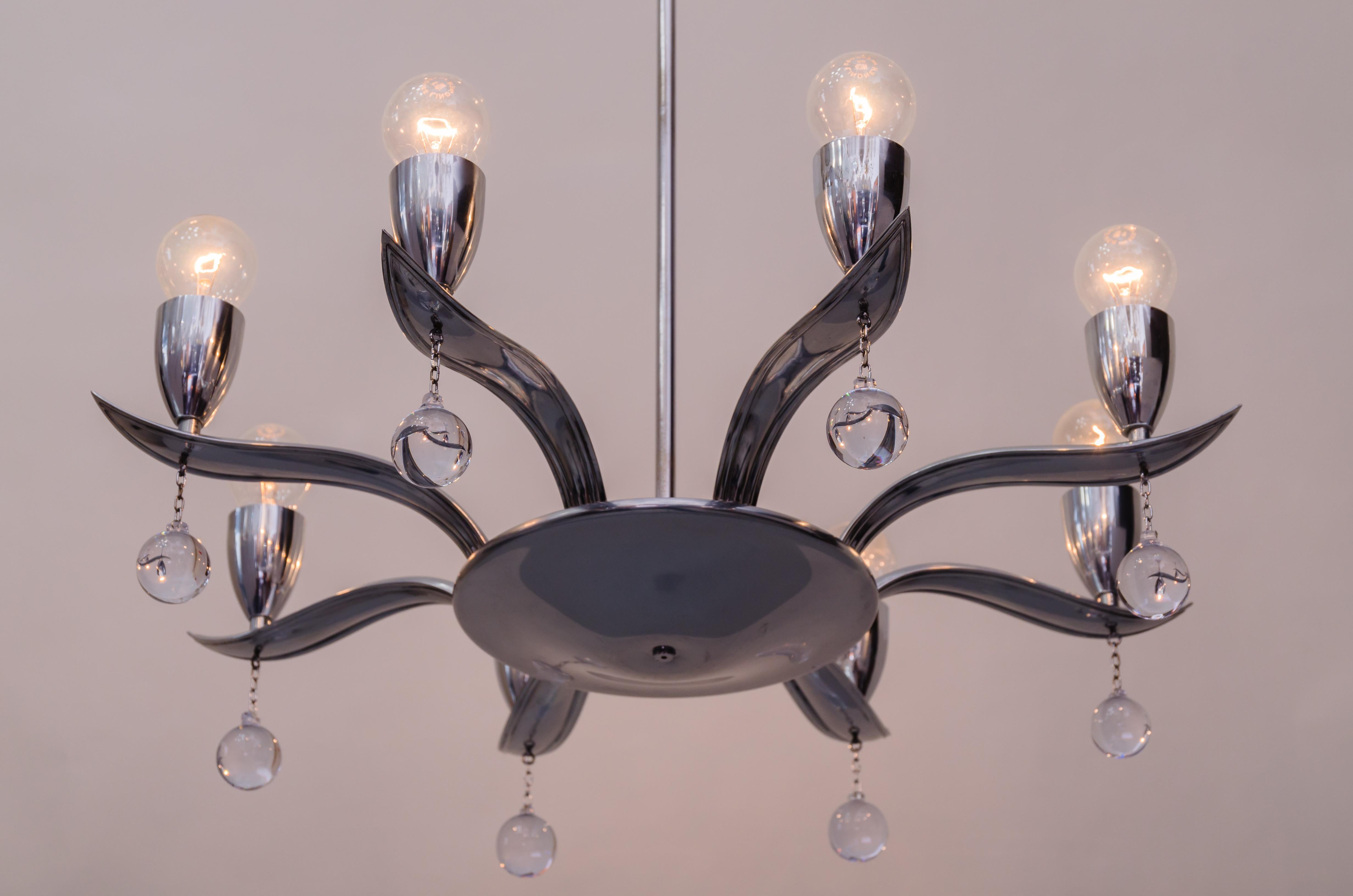 Lampadario Art Deco cromato, anni '30 circa in vendita 7