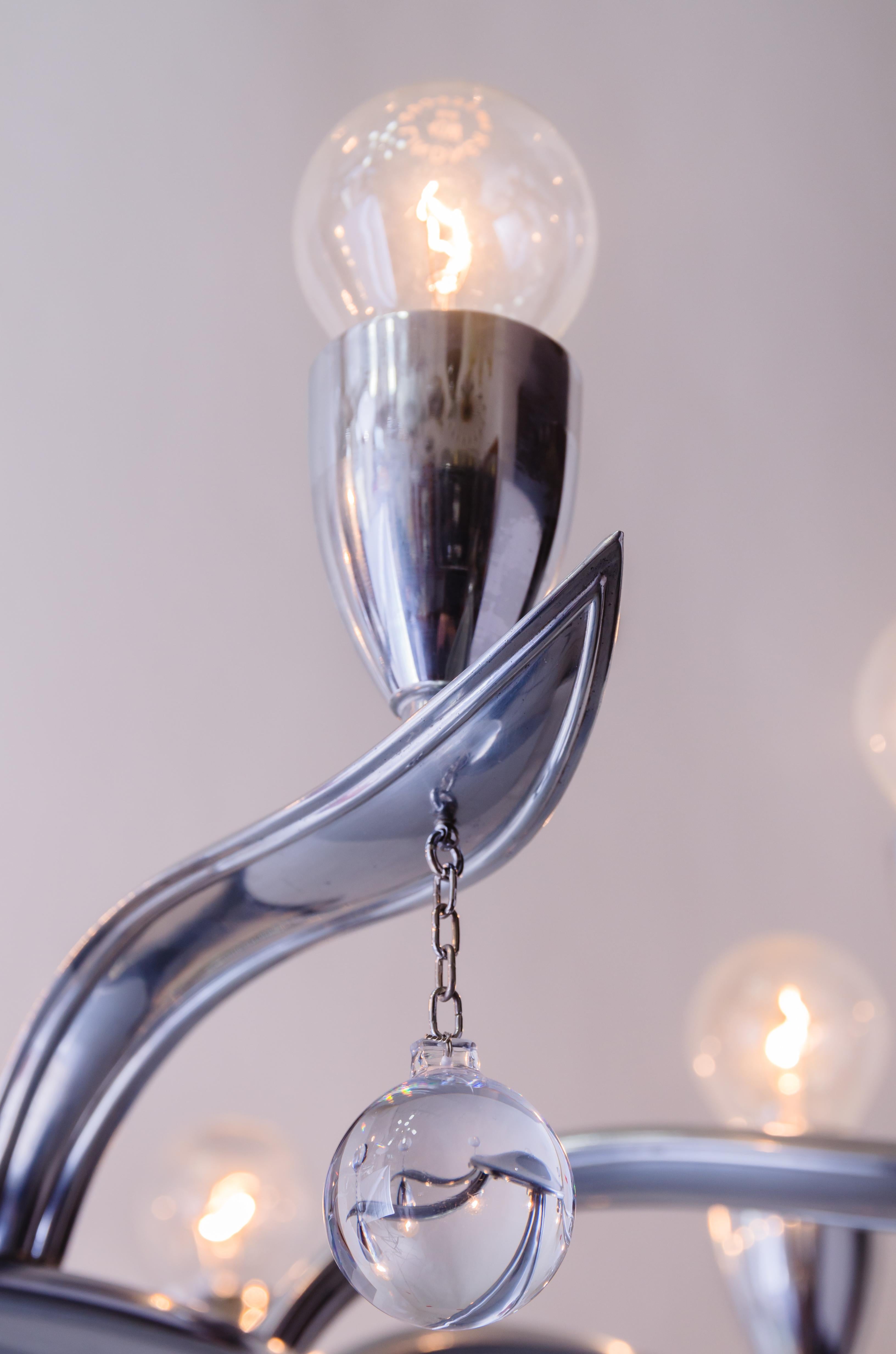 Lampadario Art Deco cromato, anni '30 circa in vendita 9