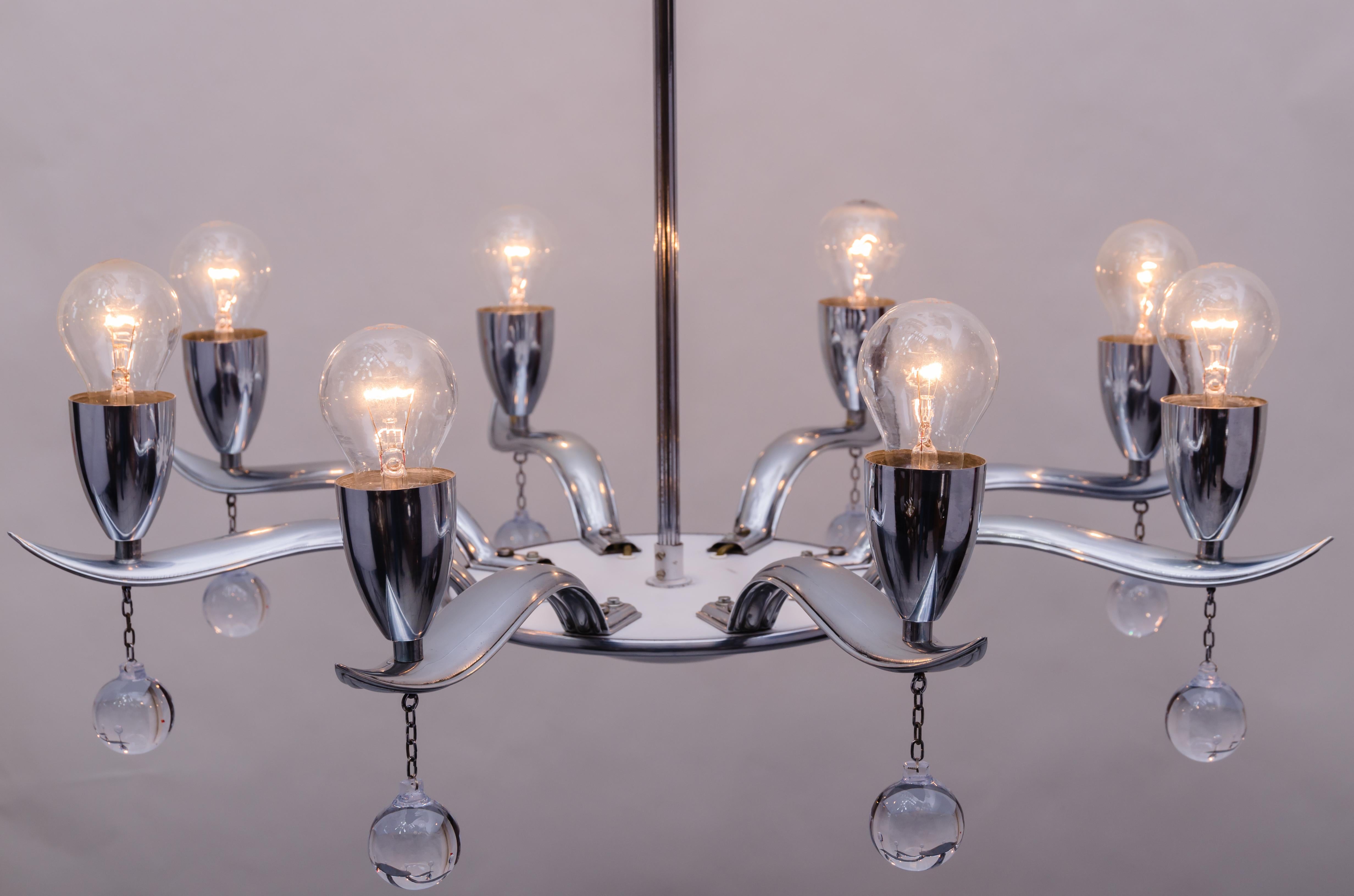 Lampadario Art Deco cromato, anni '30 circa in vendita 10
