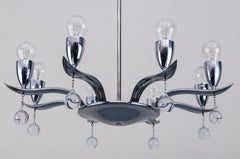 Art-Deco-Kronleuchter aus Chrom, ca. 1930er Jahre