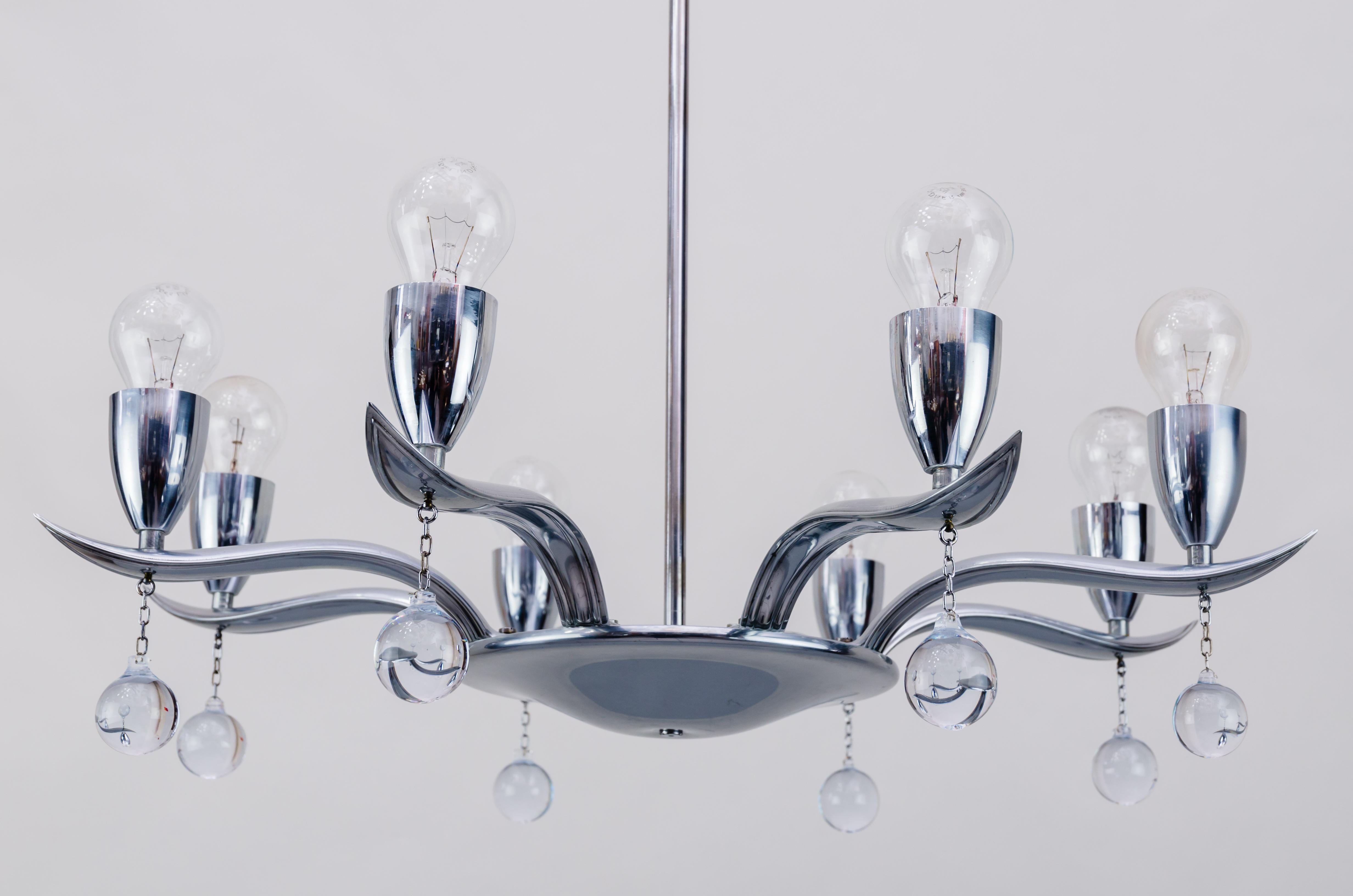 Austriaco Lampadario Art Deco cromato, anni '30 circa in vendita